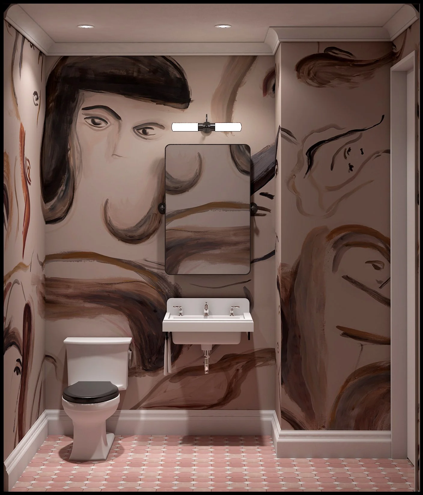   Powder   custom mural wraps the walls 