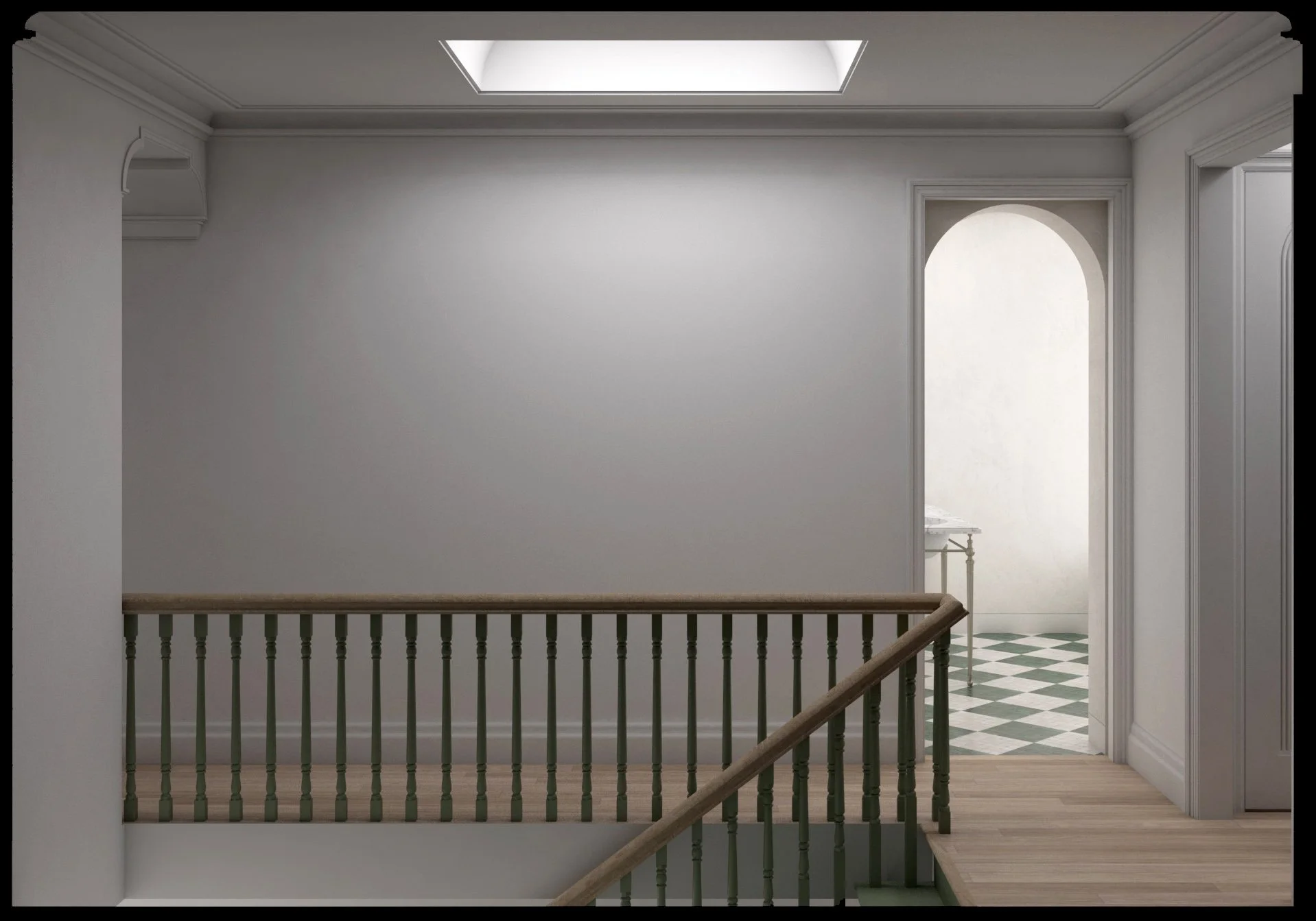  2nd Floor  pocket door slides open to reveal the bathroom beyond 