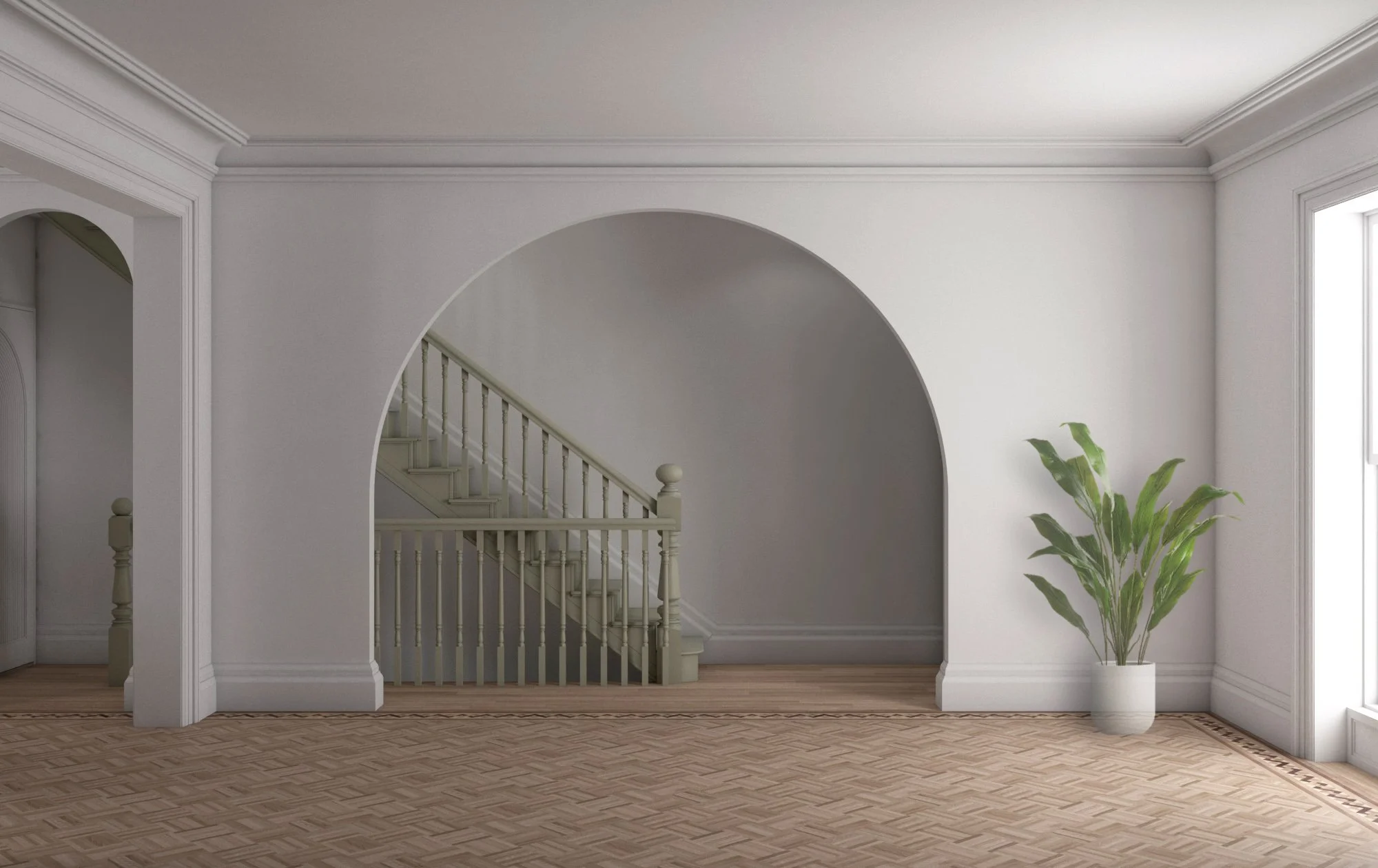   Living   a new archway opens the existing wall 