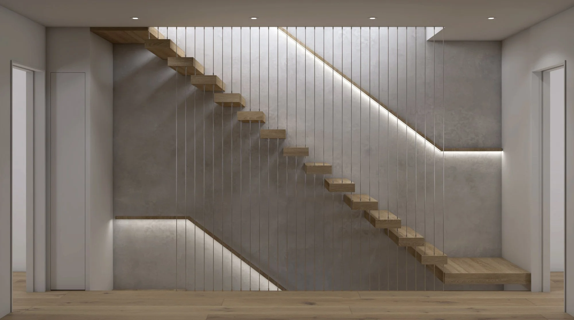   Third Stair     filtered light from above 