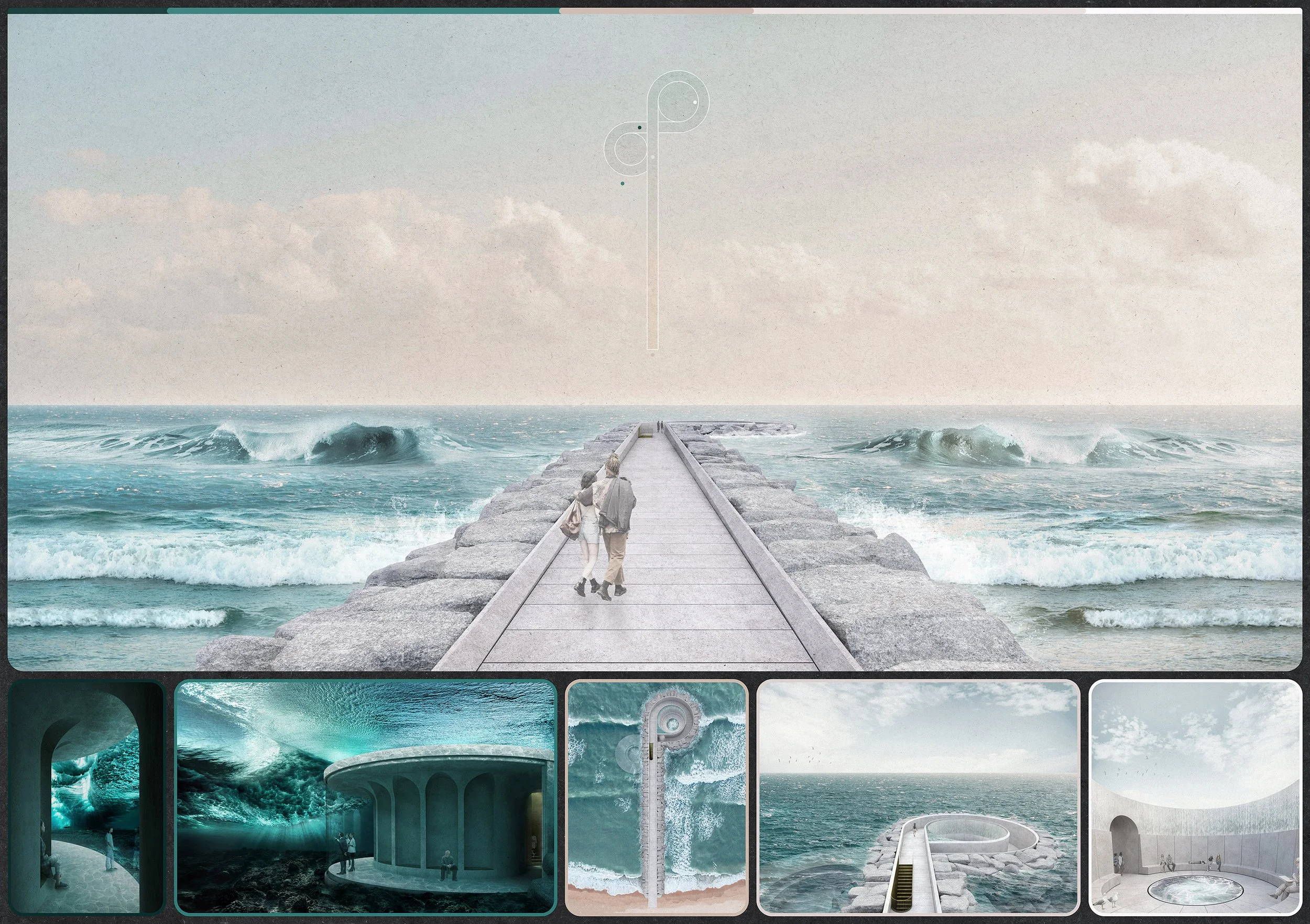   THE JETTY  ~ Museum of Emotions Competition  The competition brief was to design a museum that elicits positive and negative emotions through two separate exhibition halls. This was a silent competition, devoid of any written narrative to communica