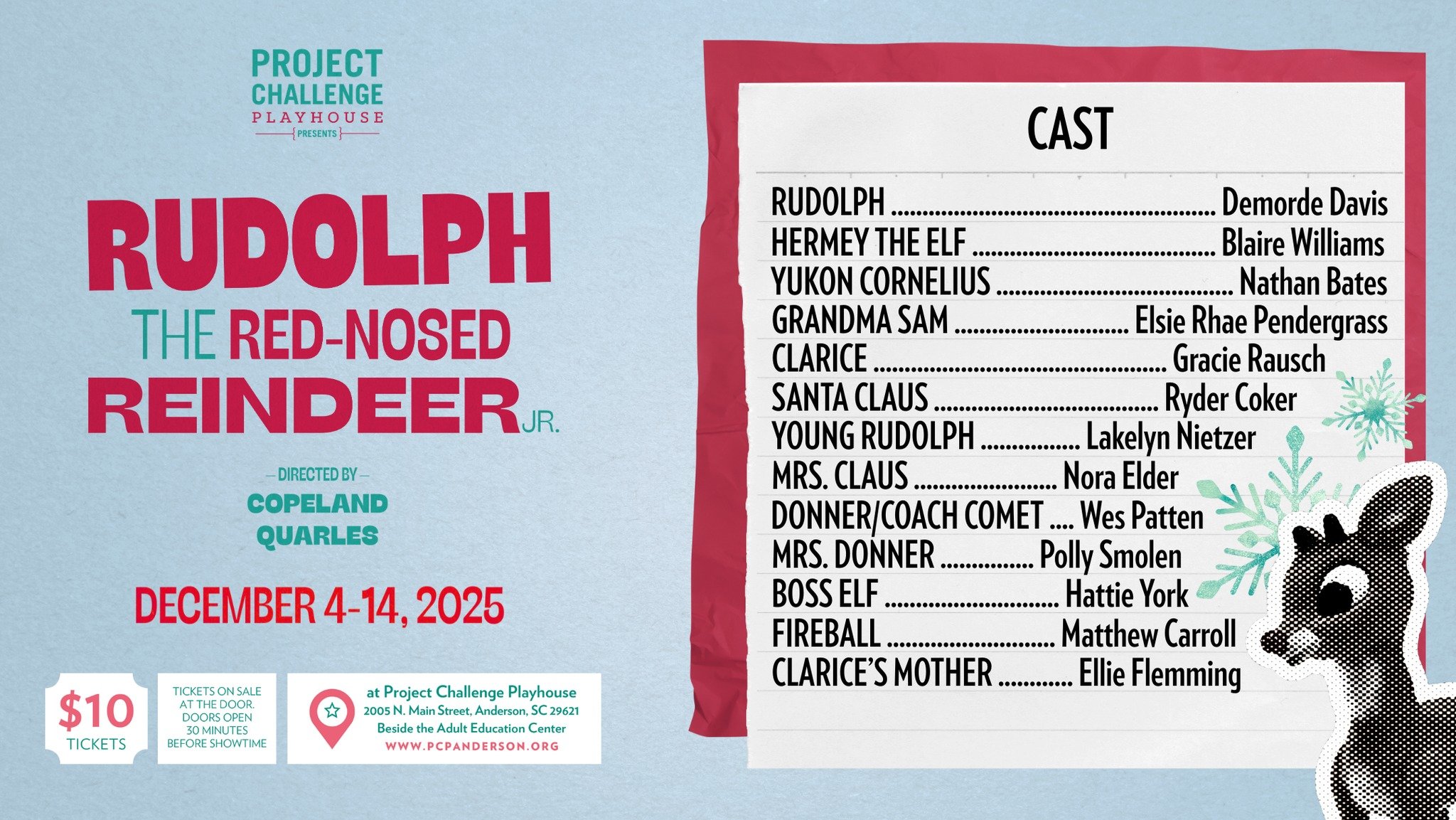 Coming up next... ❄️

RUDOLPH THE RED-NOSED REINDEER JR 🦌❤ is already rehearsing and preparing to land on the PCP stage this December! 

Check out our incredible cast of students, and make plans now to join us for another classic holiday favorite. ?