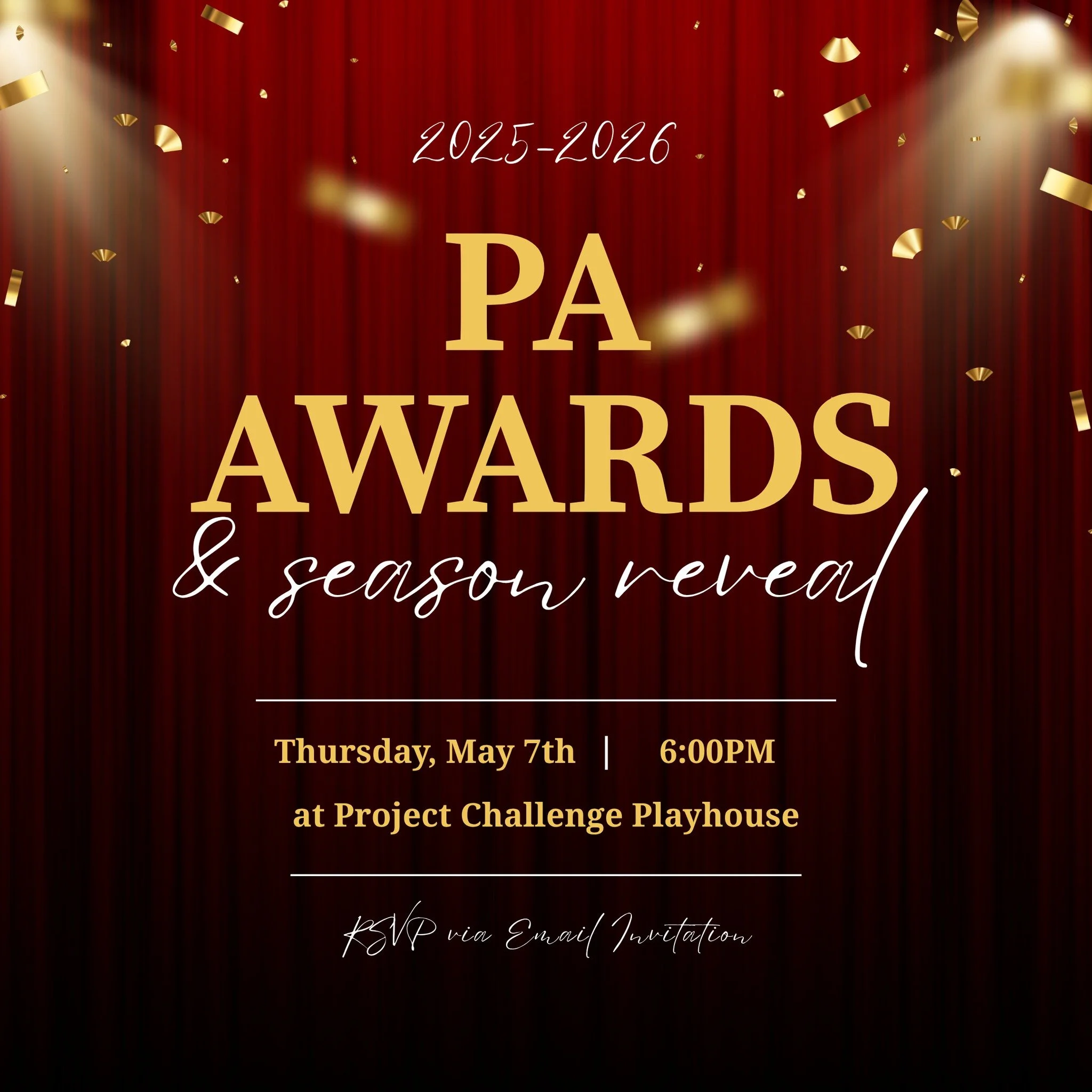We have had an incredible 2025-2026 season of shows&mdash; now it is time to celebrate! 🌟

Cast, crew, and parents of this year&rsquo;s productions of TWISTED TALES OF POE, RUDOLPH THE RED-NOSED REINDEER JR, and THE SPONGEBOB MUSICAL are invited to 