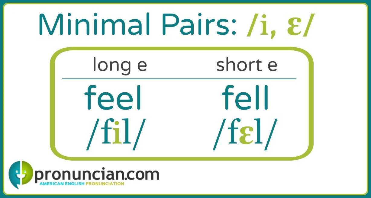 'long e' and 'short e' minimal pairs: feel and fell. Listen and repeat