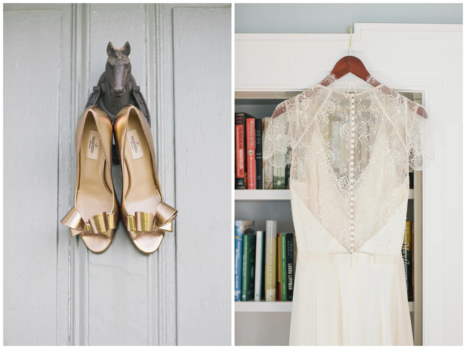 The Roxbury Barn Wedding Venue | Gold Wedding Shoes by Valentino | Barn Wedding