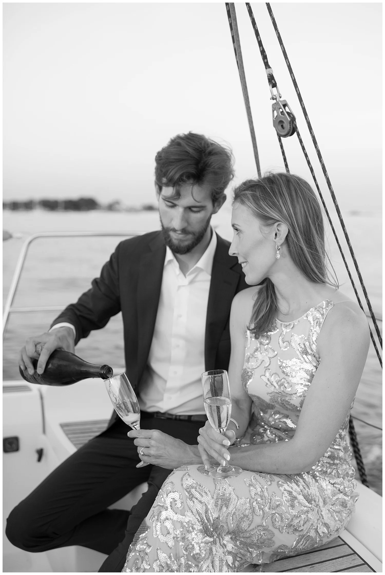 Yacht Engagement Session | Rye, NY | Westchester Weddings | www.redoakweddings.com