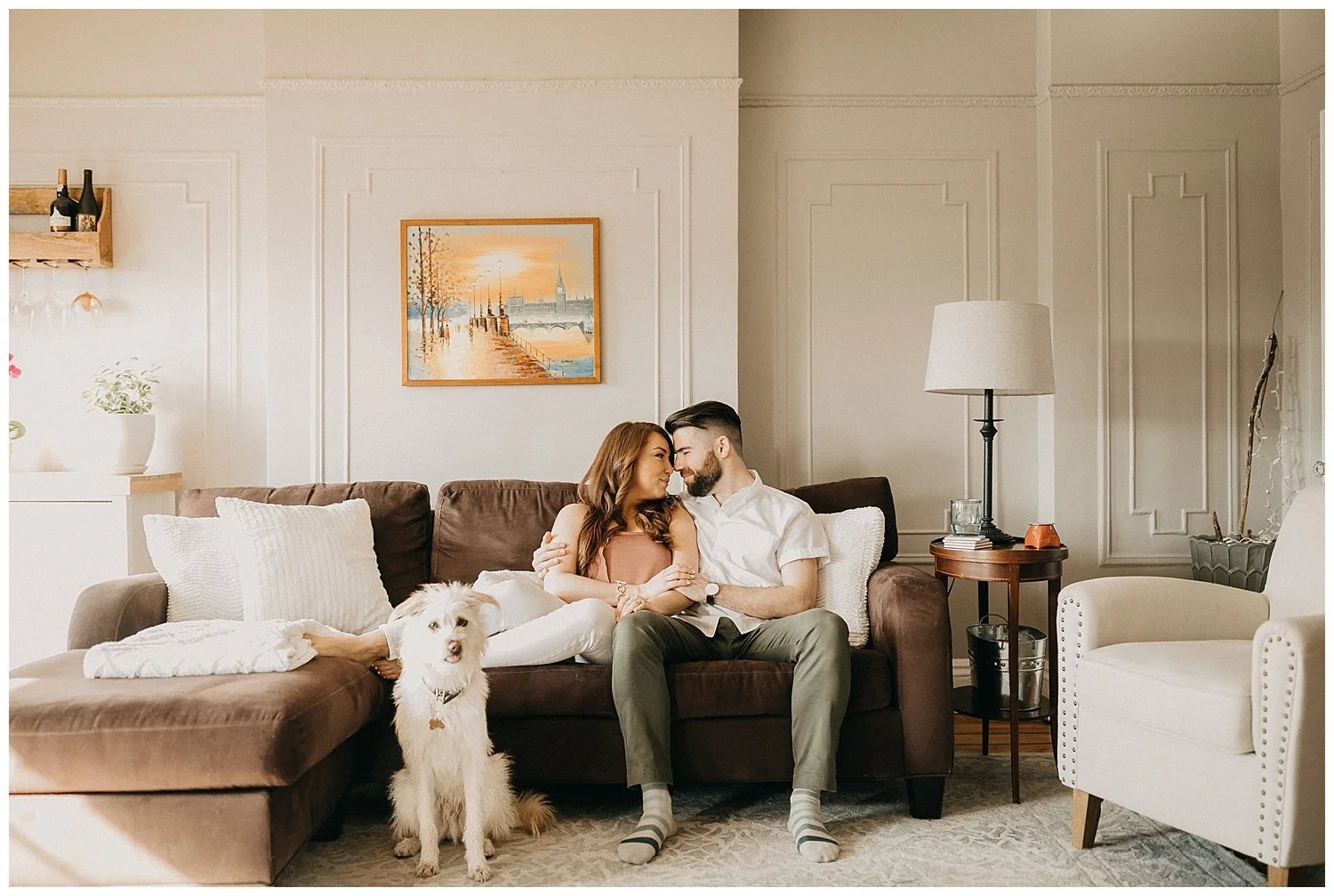 Brooklyn Neighborhood Engagement Session | Brooklyn, NY | Engagement Session with Dog | www.redoakweddings.com