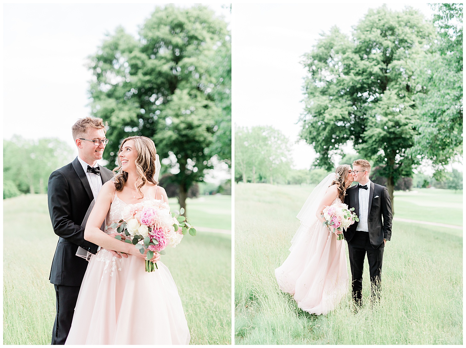 Upper Montclair Country Club Wedding | Pink Wedding Dress | Montclair, NJ | www.redoakweddings.com