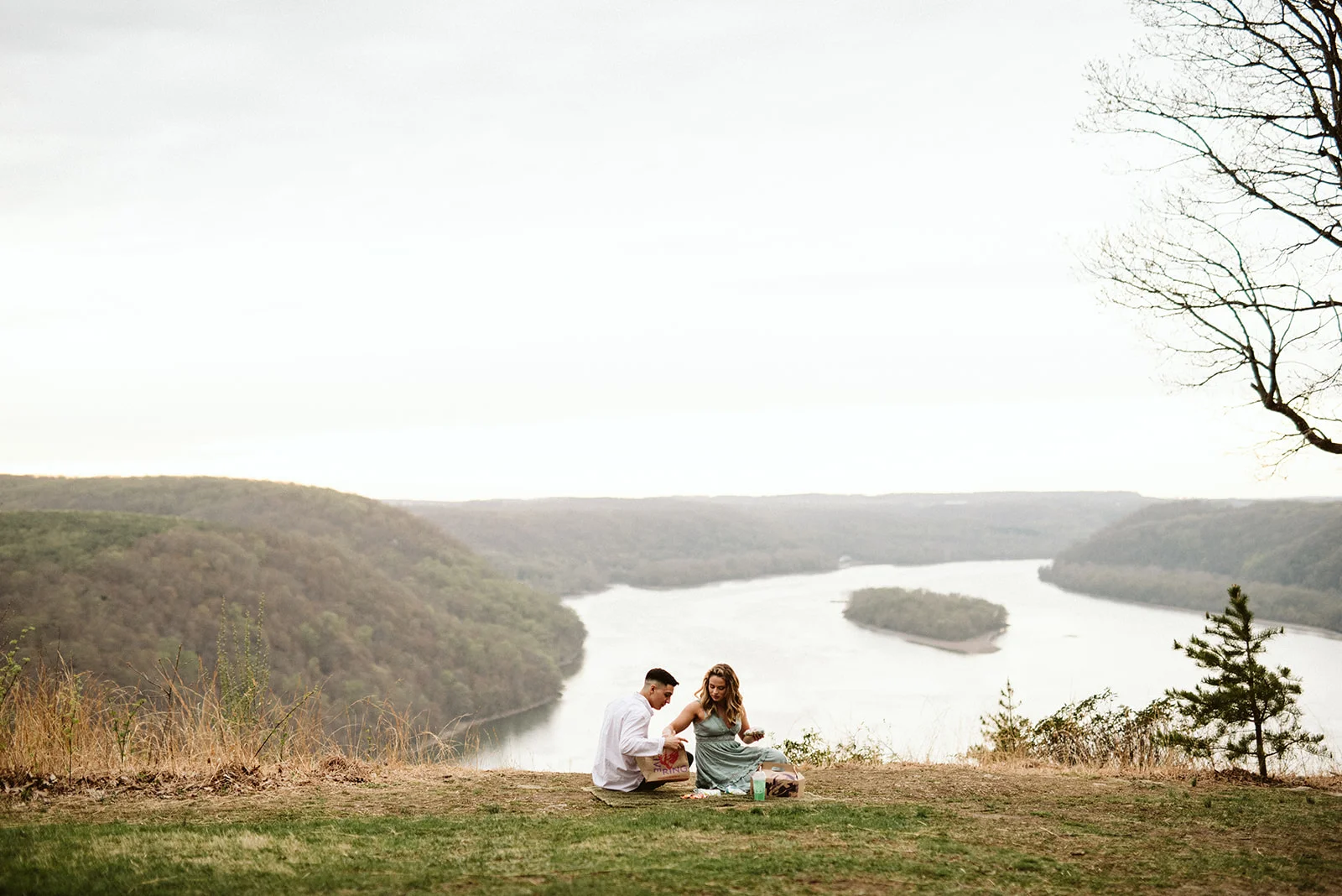 A couple enjoys a Taco Bell picnic at Pinnacle Overlook in Holtwood, Pennsylvania.