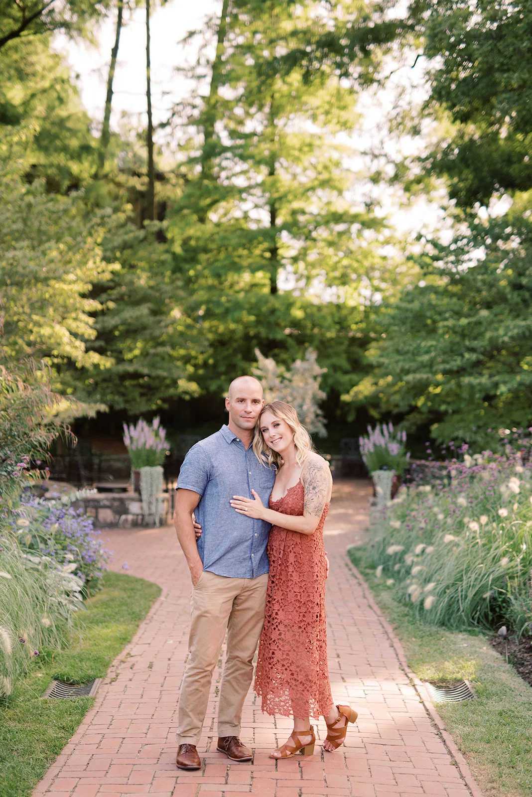 Garden party inspired engagement session at Longwood Gardens.