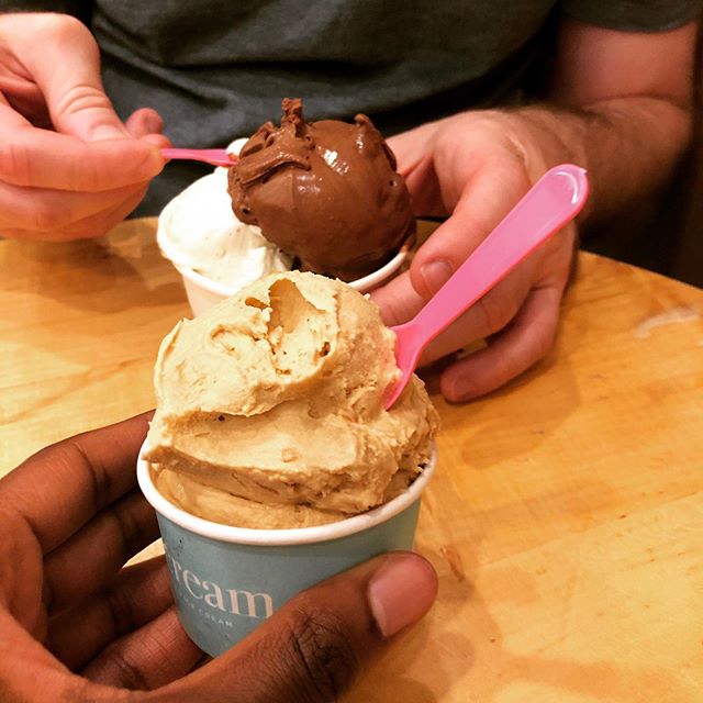 I think there&rsquo;s a metaphor here but my mouth is too full of ice cream to think of it... #nomnomnom @nicecreamfactory .
.
.
.
 #nothingisordinary #myfab5 #f52grams #dailyfoodfeed #lovefood #eatingfortheinsta #flatlay #spoonfeed #huffposttaste #i