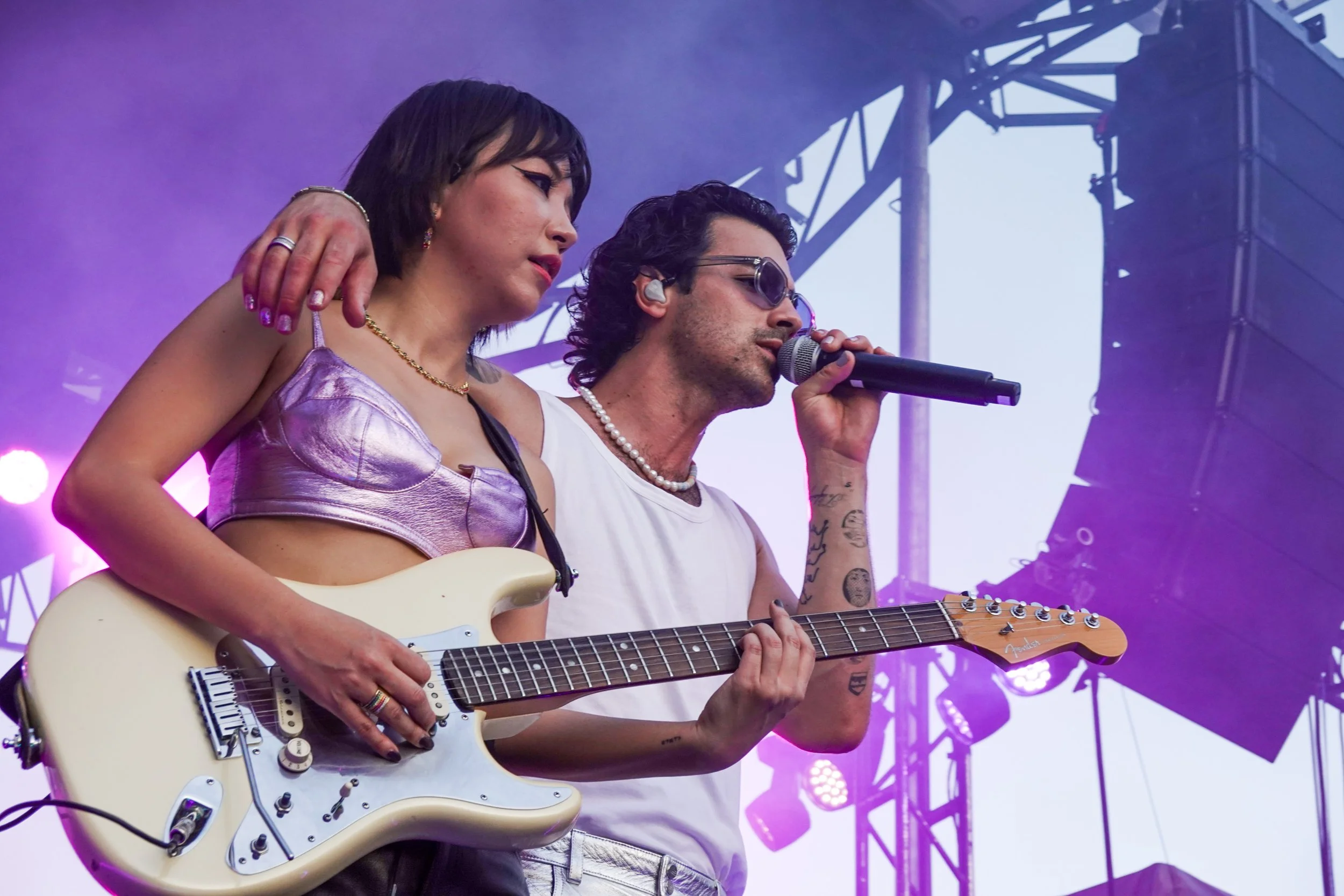  JinJoo Lee and Joe Jonas of DNCE playing at the 2022 Capital Pride Concert in Washington, DC 