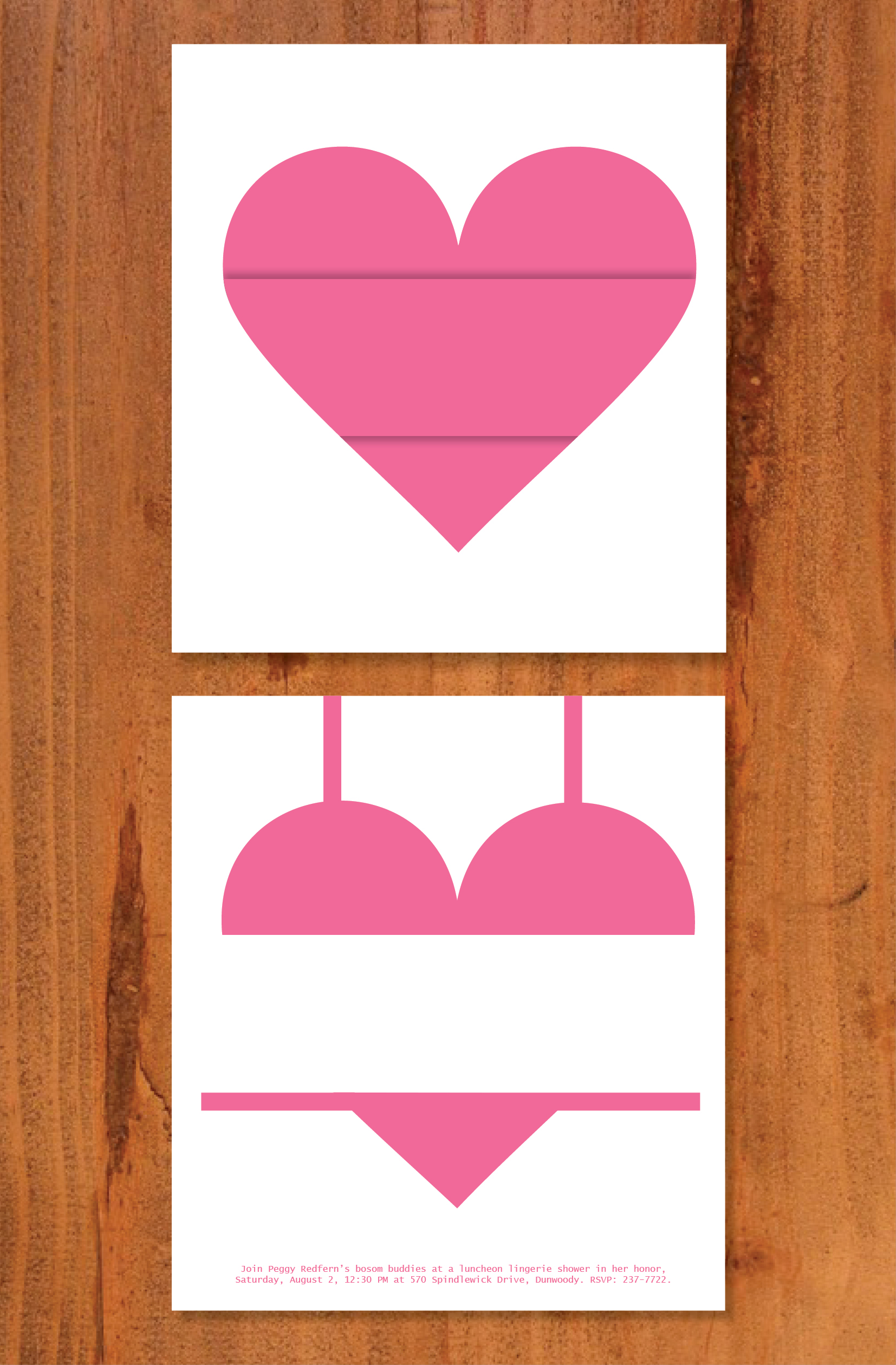 Above: closed invitation, Below: inside open invitation