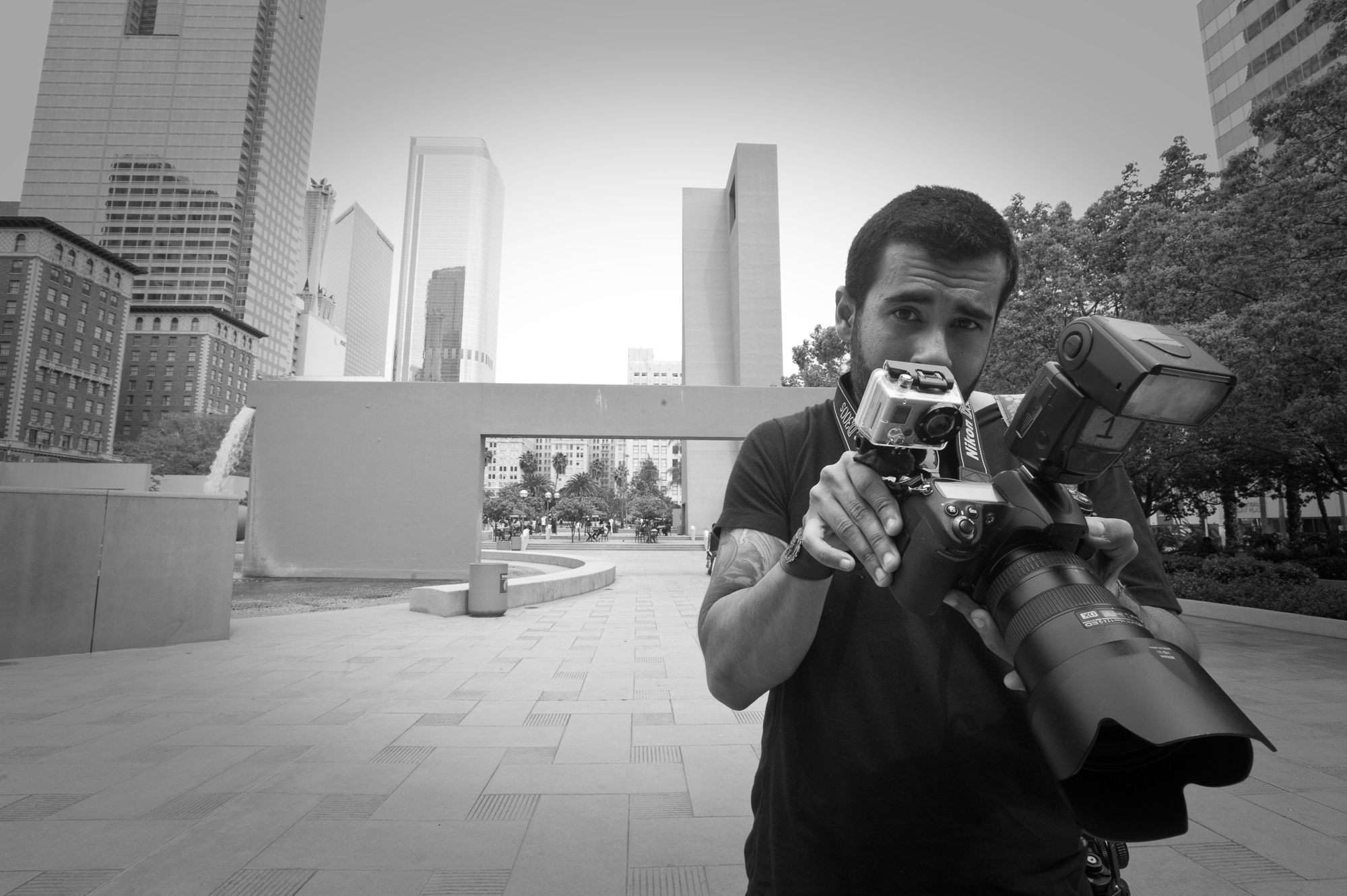 SLR mounted GoPro. Photo by Jon Lake.