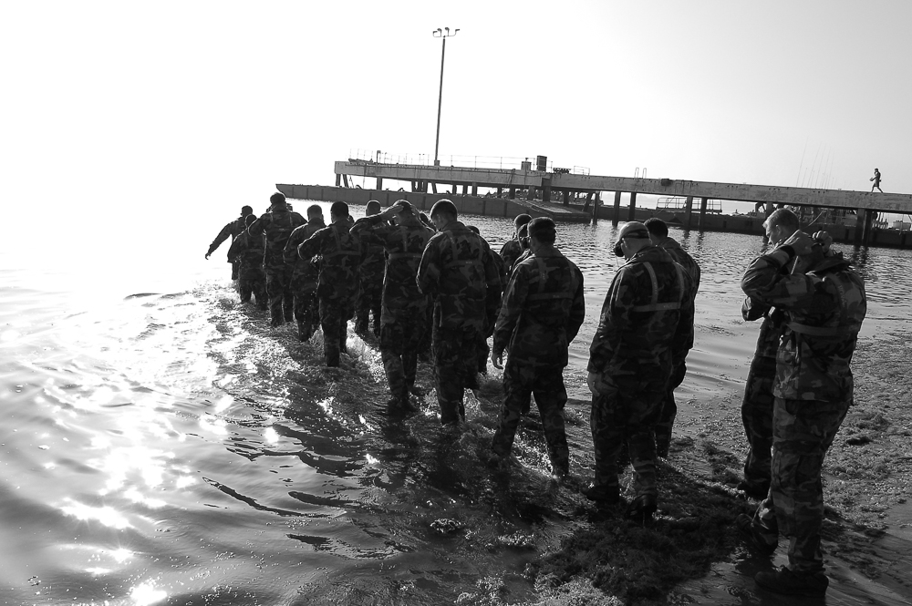Sailors engaged in Special Warfare Boat Operator (SWCC) training in San Diego.