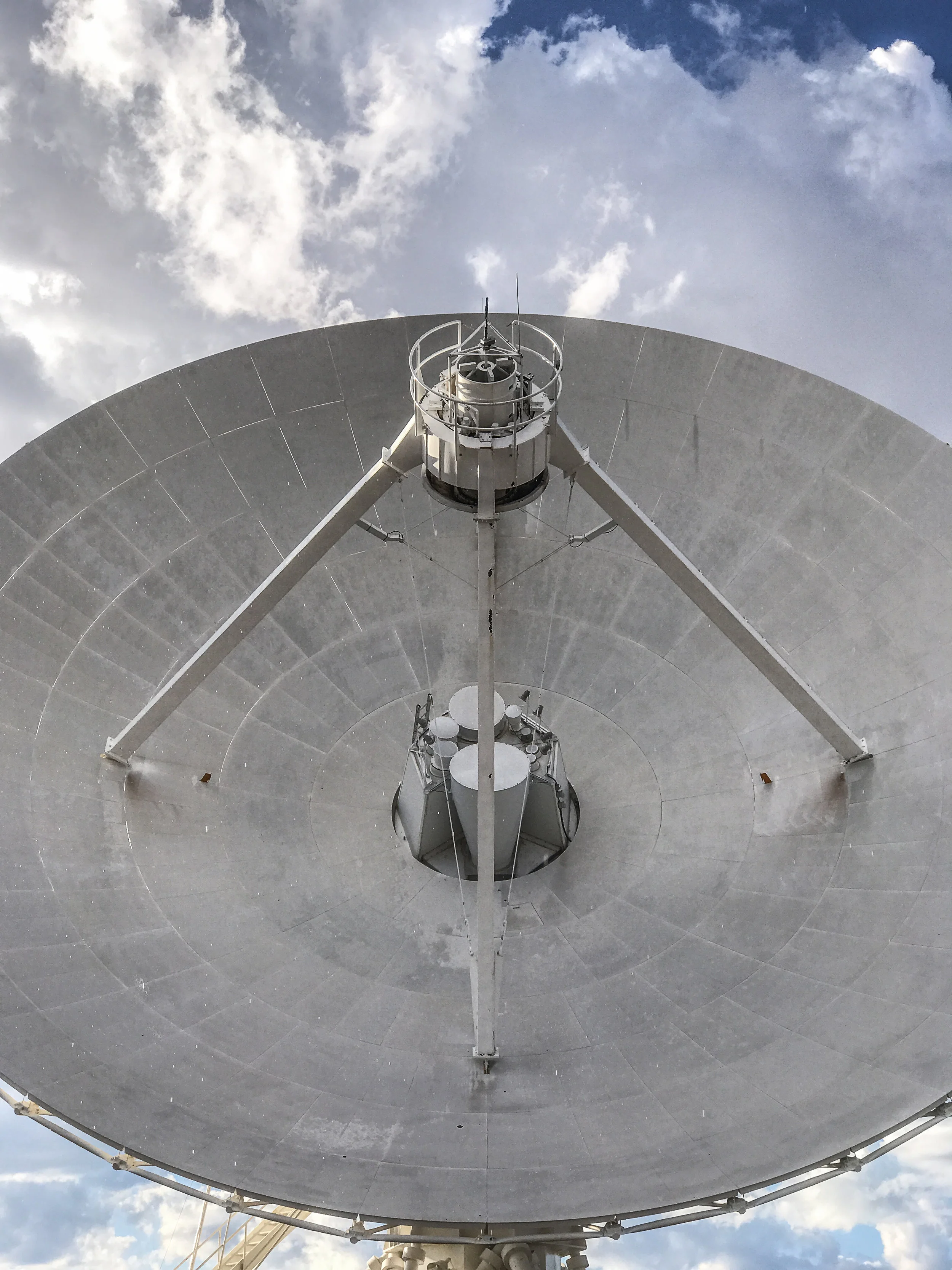 The Very Large Array (VLA) consists of 27 radio antennas in central New Mexico. Each antenna is 82 feet in diameter, and together they form a powerful telescope with an eye 22 miles across.