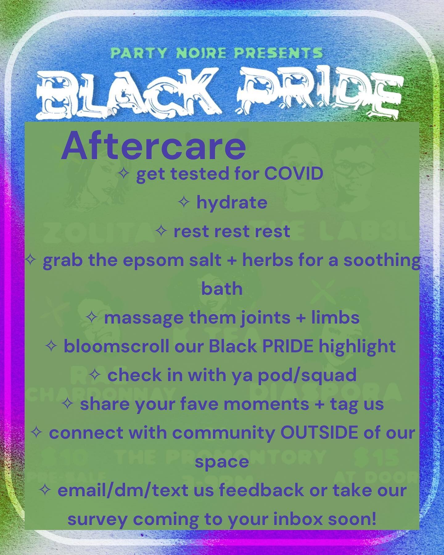 Beloveds, @word2drnick here with a lil  Black PRIDE aftercare + community care guide. Thank ya&rsquo;ll for taking up space with us! We hope you&rsquo;re centering joy, pleasure, + PLAY all summa long. Run ya bath, rub the joints + fill in our reflec