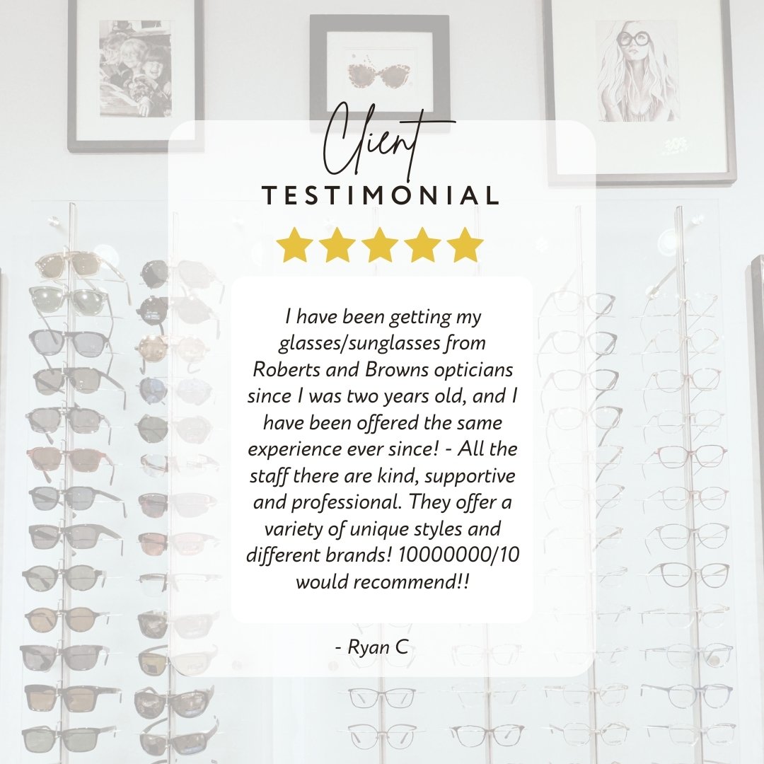 ⭐️⭐️⭐️⭐️⭐️ We&rsquo;re thrilled to share another 5-star review from one of our amazing clients! Nothing makes us happier than knowing our customers love their experience at Roberts &amp; Brown Opticians. 

Thank you for trusting us with your vision a