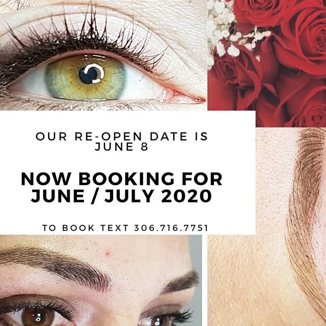 We're excited to announce our re-open date of June 8! 
With added precautions in place we are reducing the volume of clients we see so please do not delay in contacting us to schedule your appointment. 
306.716.7751 .
.
.
.
.
.
.
.
.
.
.
.
.
#yxe #yx