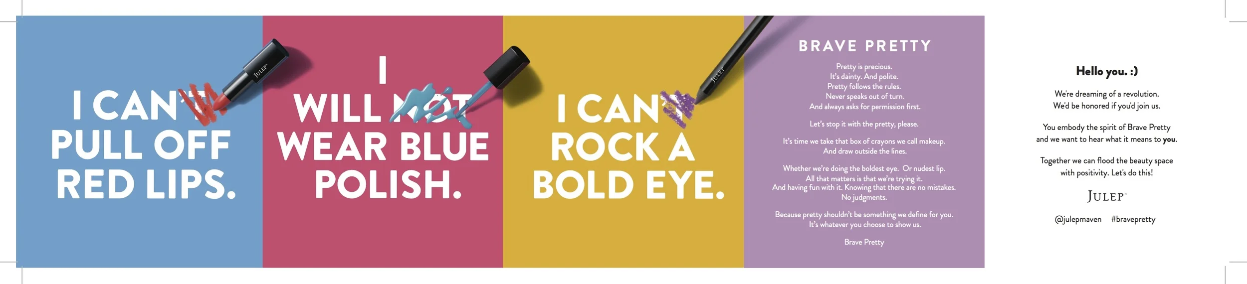 5-flap insert introducing Brave Pretty, including the manifesto, and an invitation to join the movement which reads: 