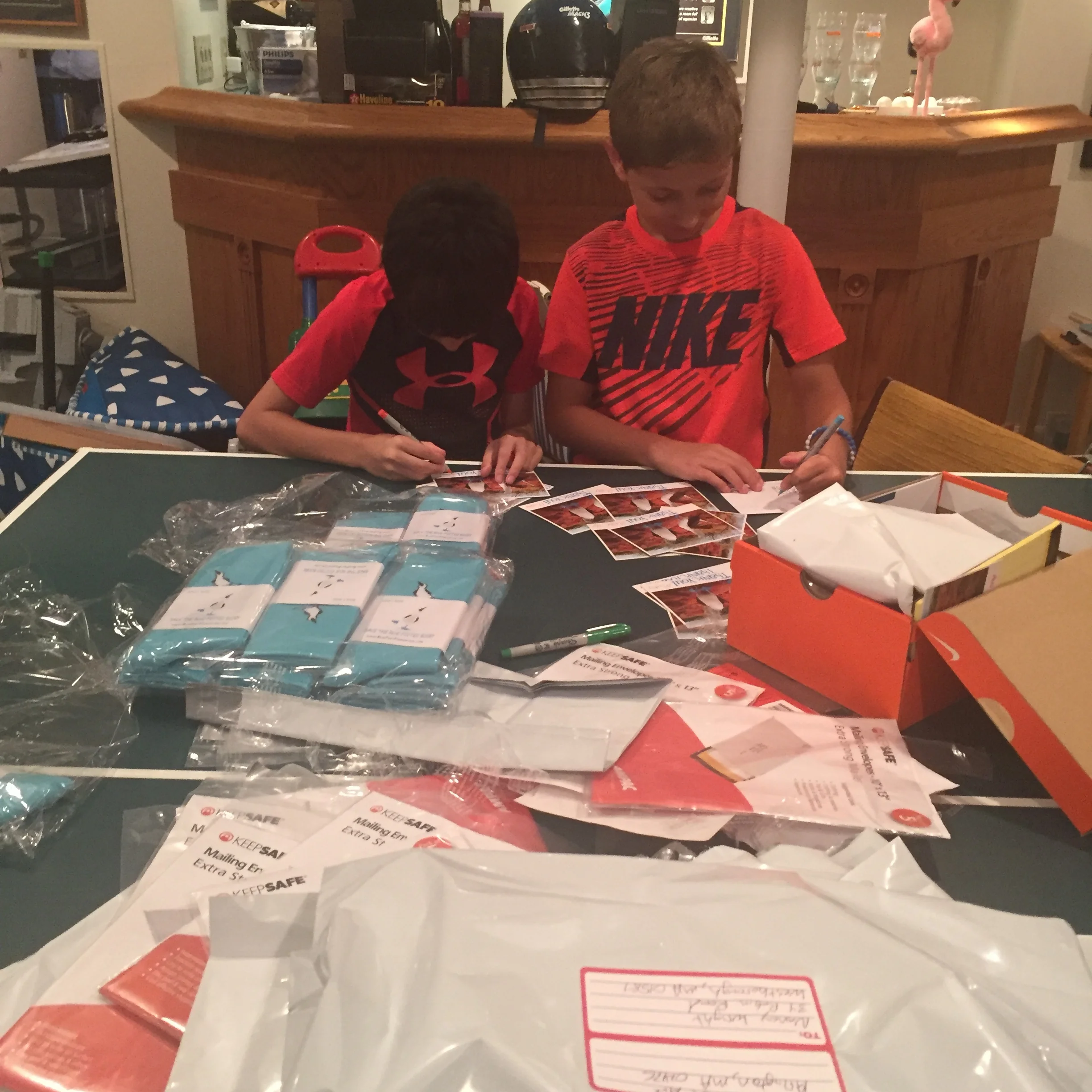 preparing socks for shipping!