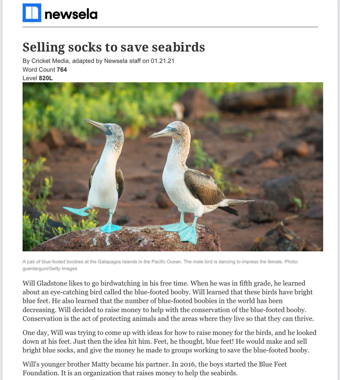 Thanks @newsela for making an article about us. We read your articles in our school! 

#conservation #bluefootedbooby #newsela #cricketmedia #homework #quiz #kidscanchangetheworld