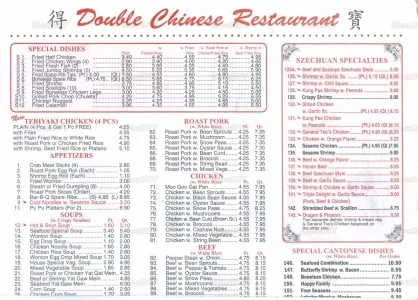 The quintessential/stereotypical Chinese menu. From MealNY .