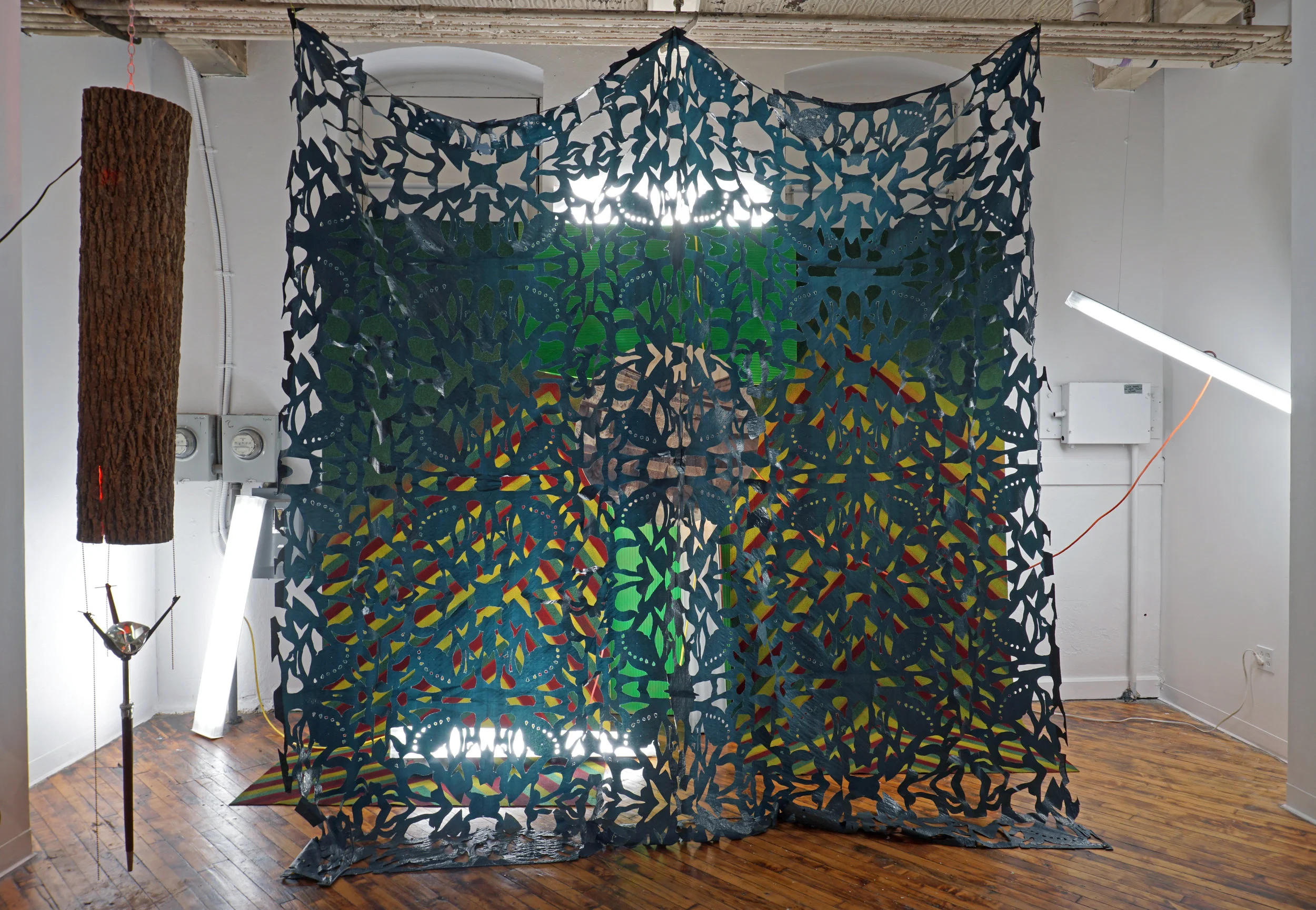 October 2018 - Practice Gallery, Philadelphia, PA Present Whereabouts stems from basic assumptions that things are rarely as they seem, and that the stories we have been told are largely concoctions of half-truths and snake oil. As unhinged billionaires write the dominant narratives of a techno-spiritual age, it becomes convenient to believe that they are the latter day messiahs, and we are indeed in need of saving. Engaging playfully with materiality and historicity, Ricciuto creates objects and experimental sites that expose both the subversive qualities and escapist tendencies of fiction. These works seek to uncover and reinterpret motives for operating in the margins, and consider the ways that material contingencies can reflect ideas of otherness. Drawing on sci-fi imagery, countercultural narratives and outsider ideologies, Present Whereabouts explores the potential of delusion and speculation in opening up spaces that conspicuously resist simple classification, and promote unfamiliar kinds of empathy.