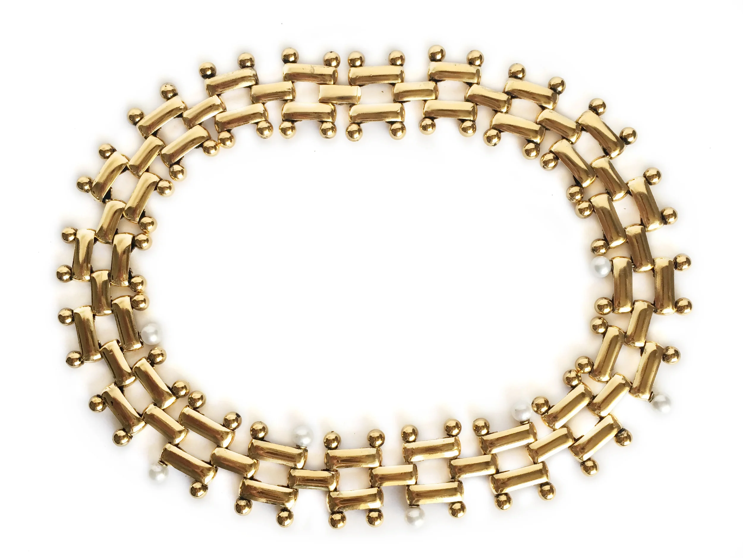 Woven Net Necklace with Freshwater pearls