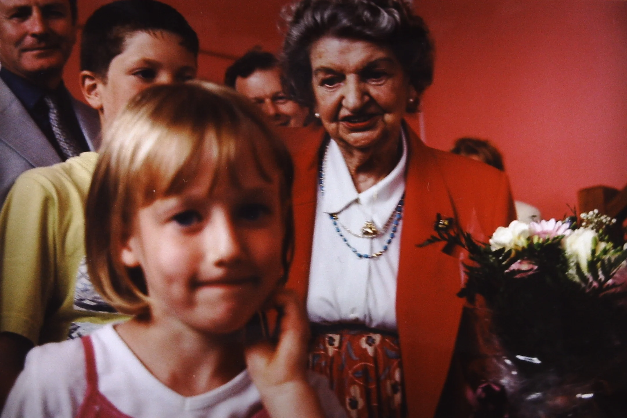 founder member Mrs Malone with very young Sarah Hawkshaw in 2000