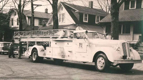 1948 Seagrave 75' Aerial Ladder Truck In July 1948, the Company purchased its first Aerial Ladder Truck. This vehicle was a seventy five foot Seagrave Aerial costing $30,808.00. This truck was recently found in a Florida junk yard by Thomas Corigliano, Jr.. He has purchased it and intends to restore it.