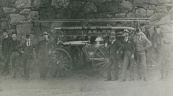 1893 Gleason & Bailey Hand Pumper and Hose Reel On August 23, 1893, the Common Council passed a resolution that authorized the purchase of a hand-operated Pumping Engine from Gleason & Bailey, Seneca Falls, New York, for $642.00; a Hose Reel to cost $90.00; and 500 feet of hose to be purchased from the Eureka Manufacturing Company. Both of the Gleason & Bailey pieces were assigned to Maxfield Engine House, however they belonged to two seperate companies. Interesting note: The metal fixture mounted on the top of the hose reel that reads"Hose Co. No. 1" is presently affixed to the restored 1915 American LaFrance "Metropolitan" Horse Drawn Steamer.
