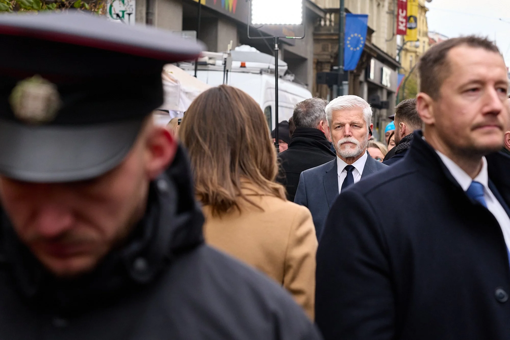 Czech President Petr Pavel visits the Velvet Revolution memorial in Prague and gives interviews.