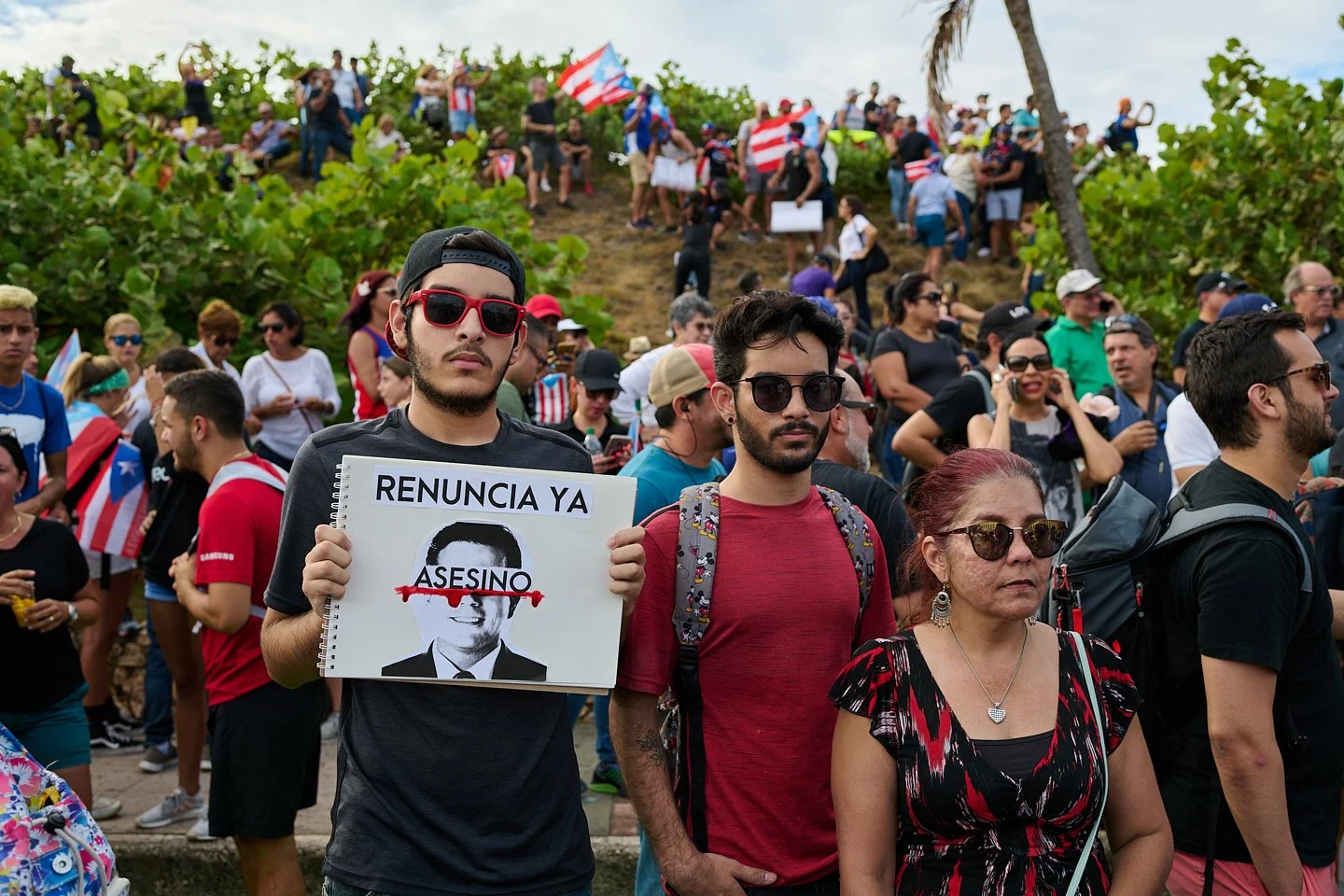  Demonstrators gather outside of the Capitol building during a demonstration that saw tens of thousands of Puerto Ricans from across the island come into San Juan to demand the resignation of Governor Ricardo Rosselló. San Juan, Puerto Rico, July, 17