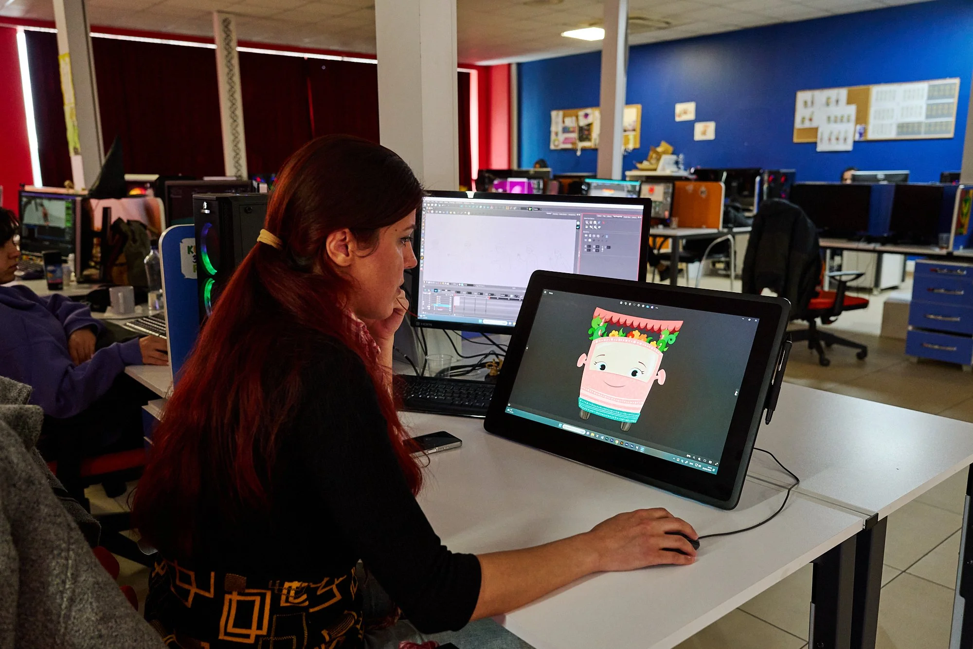  An animator at Zarok TV works on an opening animation sequence from one of the channel’s programs. 