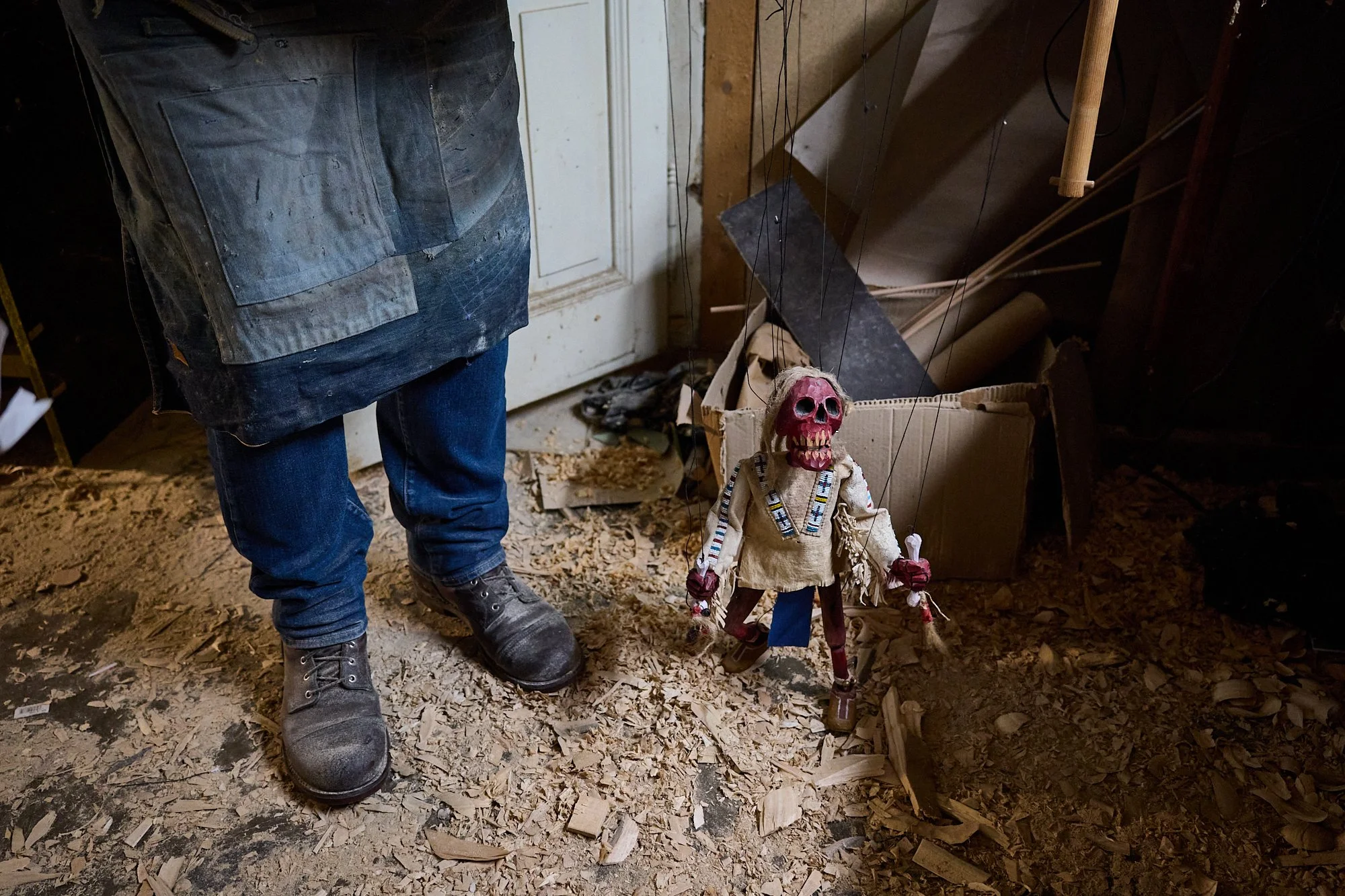  Martin with one of his handmade marionettes. 