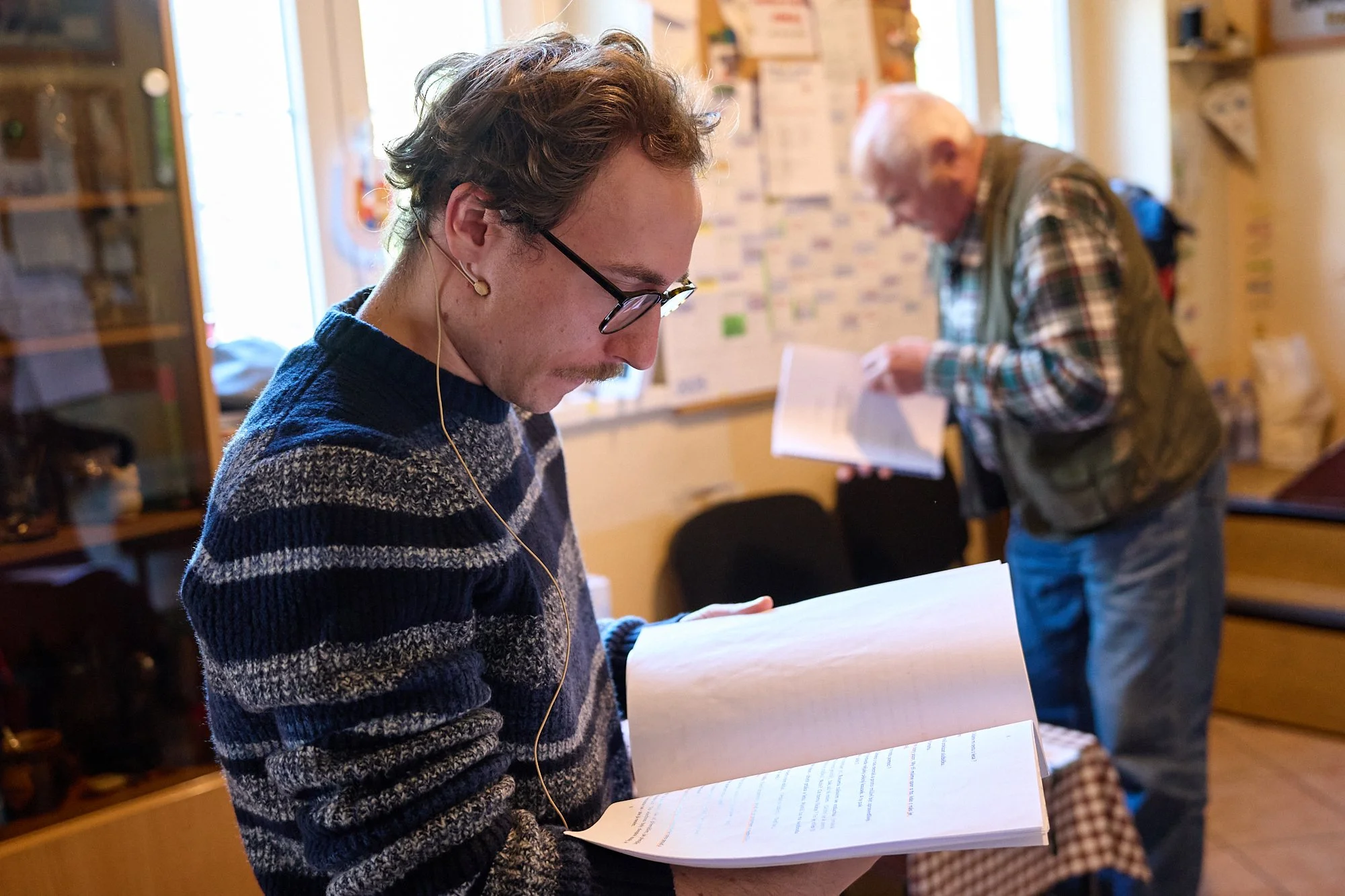  Performers at Divadlo Jiskra practice their lines before a marionette performance for children put on every Tuesday.  