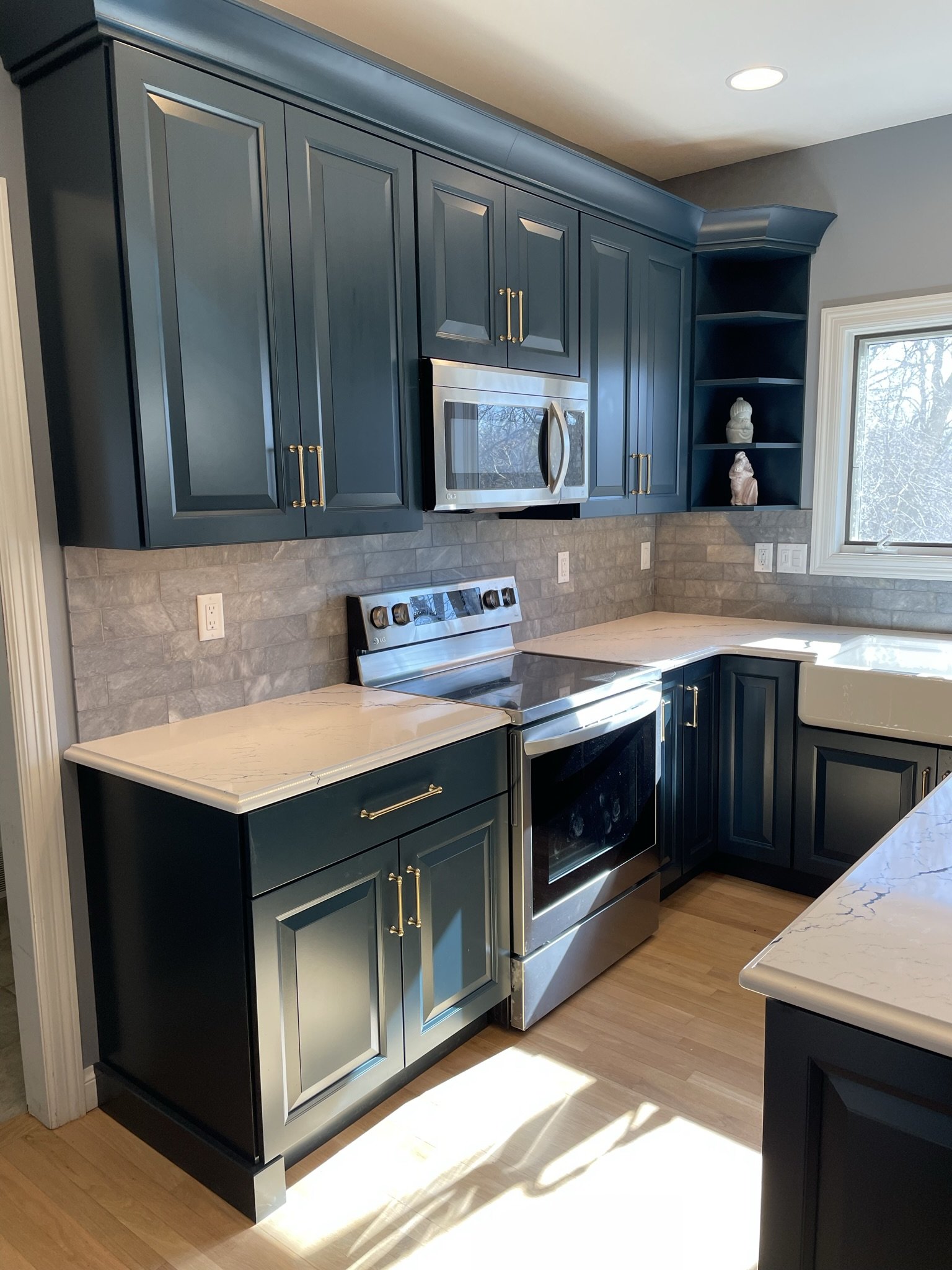  The bold colors work well with the blond refinished floors 