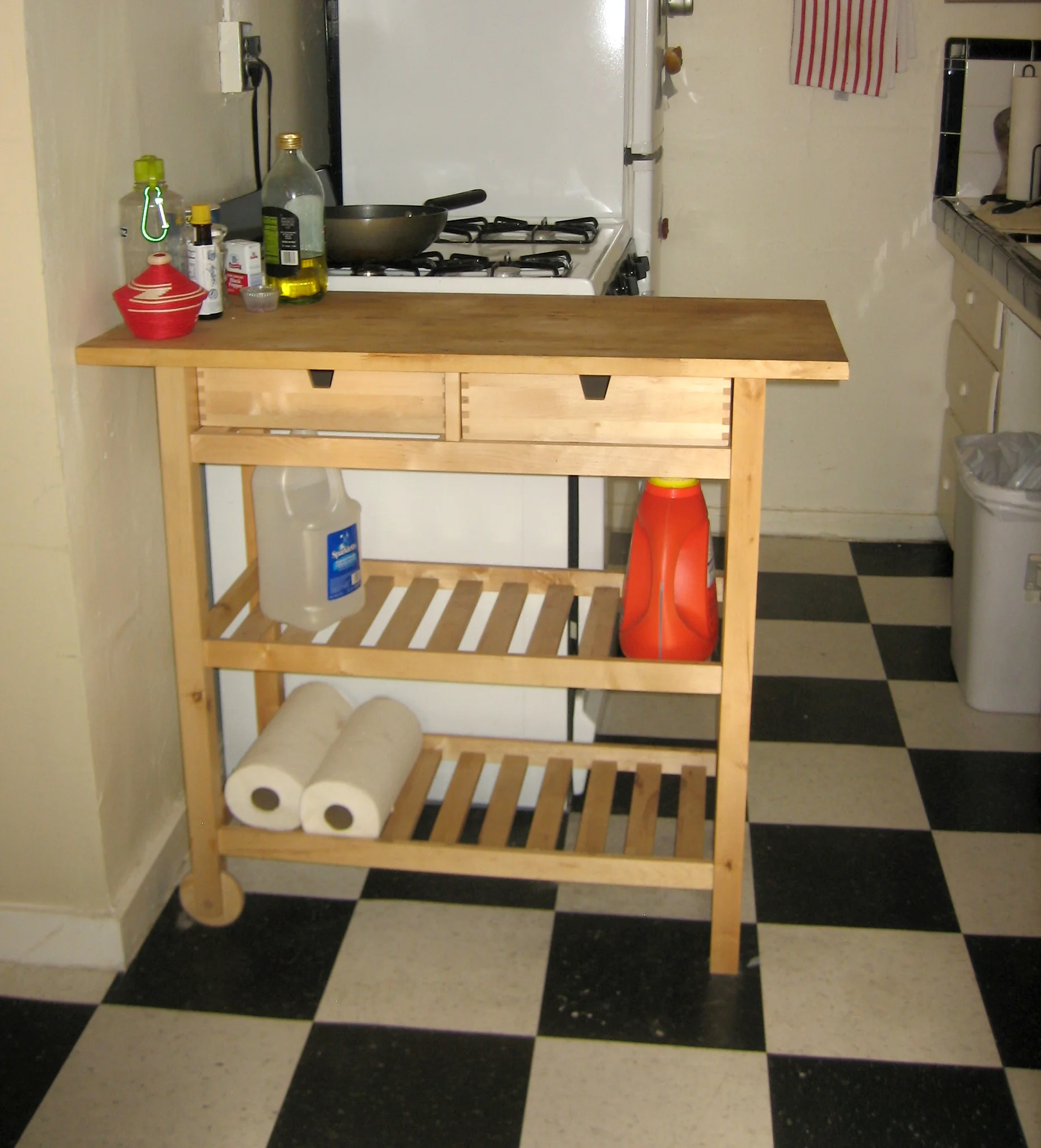  Kitchen Workspace Before  (Note how over-sized it is for this narrow kitchen.) 