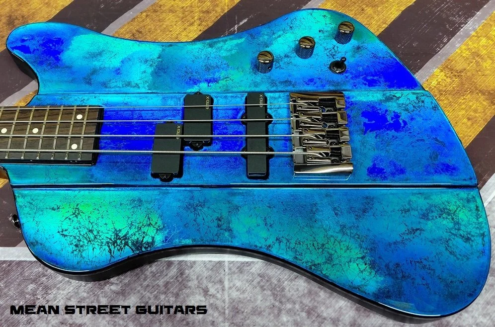 Mean Street Blue Crush Holoflash Finish Schecter Sixx bass for Spyder of Steel Panther number 3 pic 8.jpg
