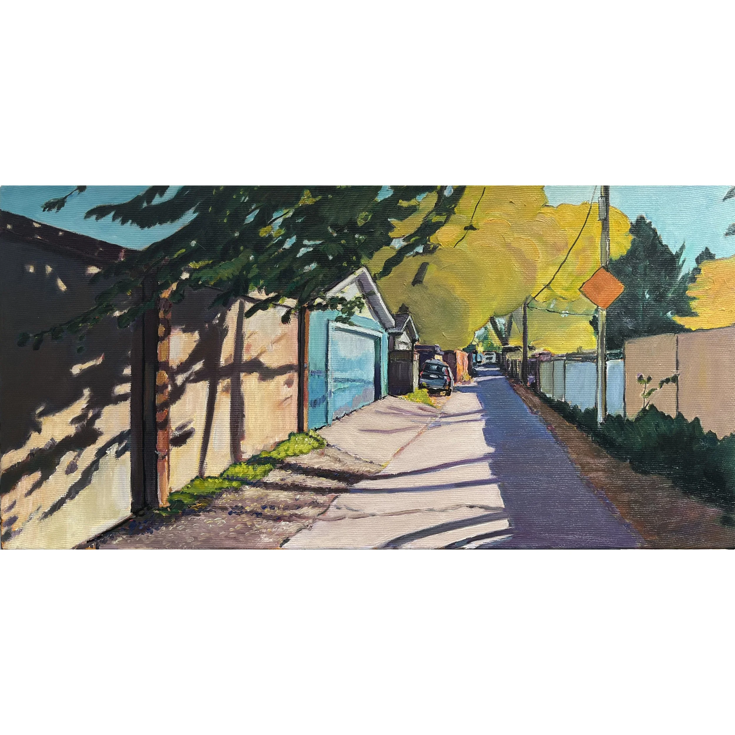 The Turquoise Garage - oil painting