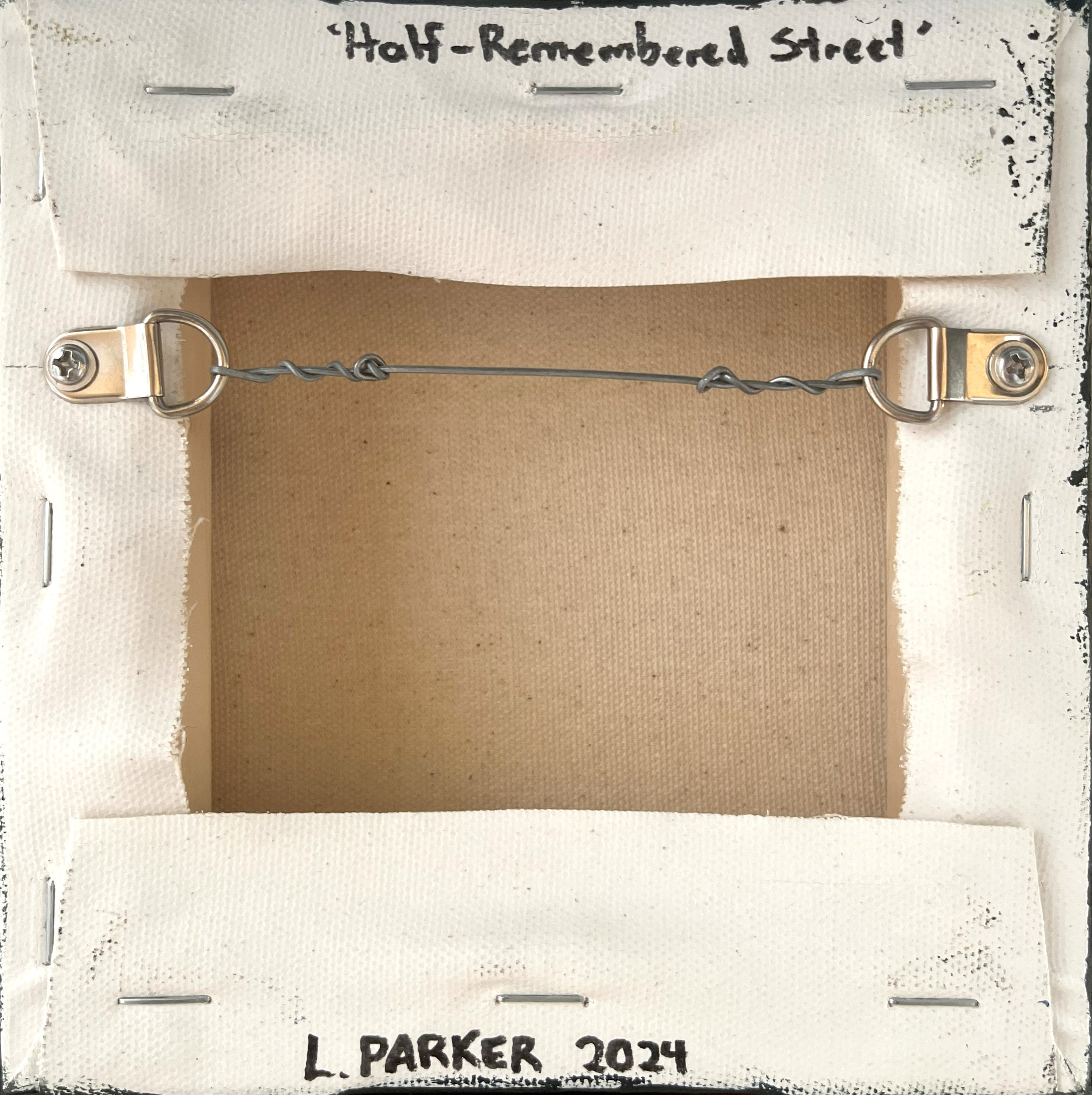 Back view of 'Half-Remembered Street' canvas – Ready to hang, this original oil painting comes on a gallery-wrapped canvas, showing off Leslie Parker's commitment to quality craftsmanship.