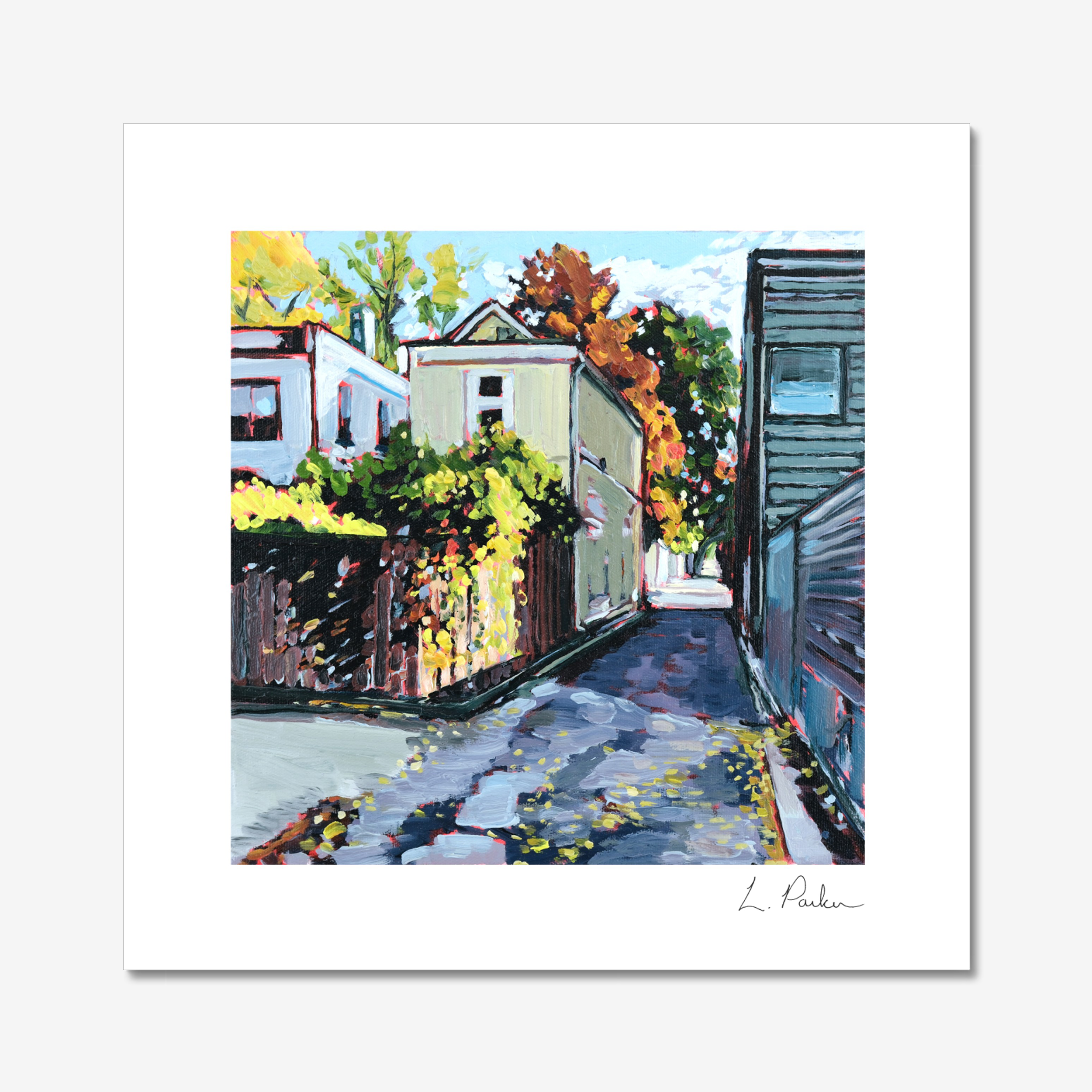 The sun on the fence, just so - 8"x8" Print