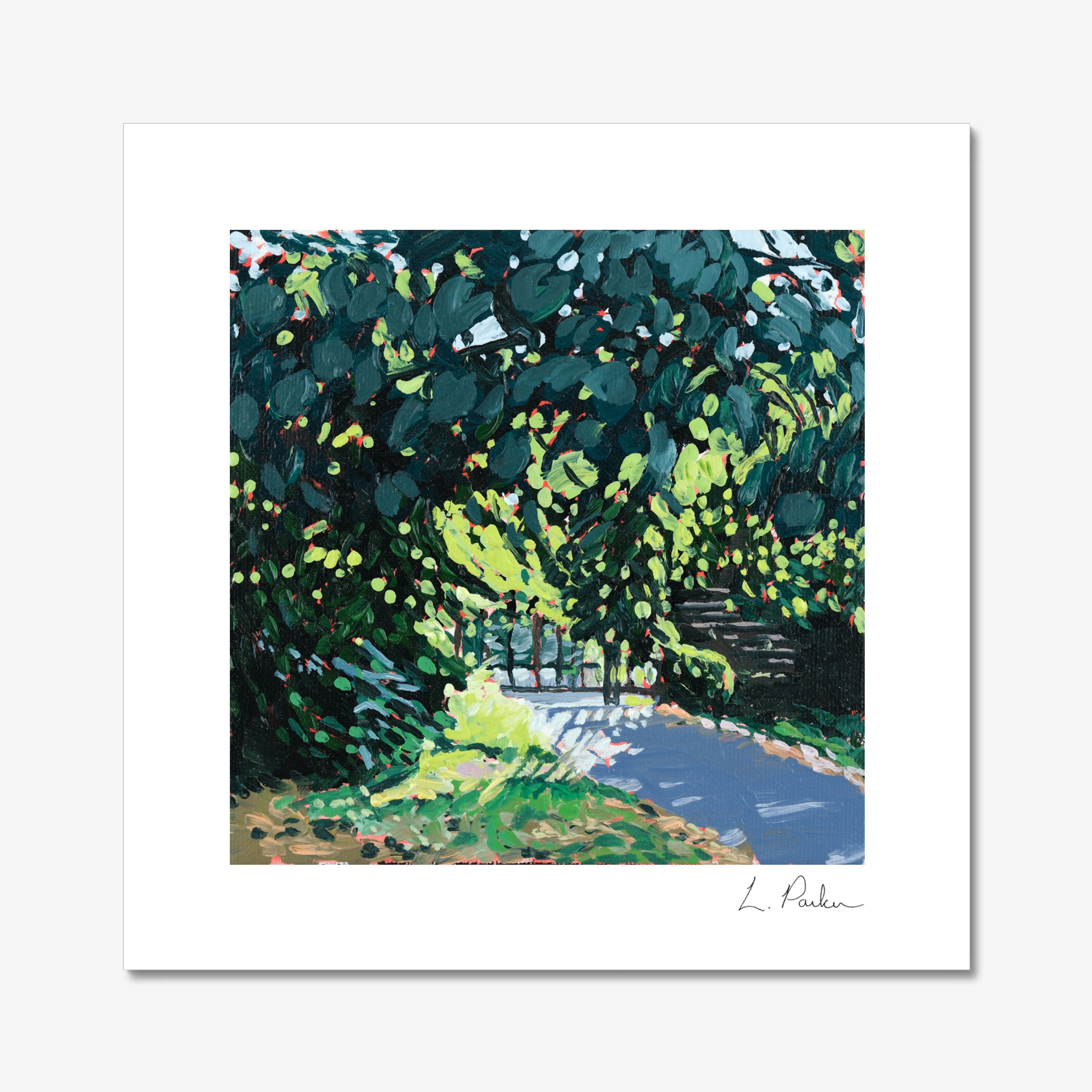 A locked gate, half-hidden - 8"x8" Print
