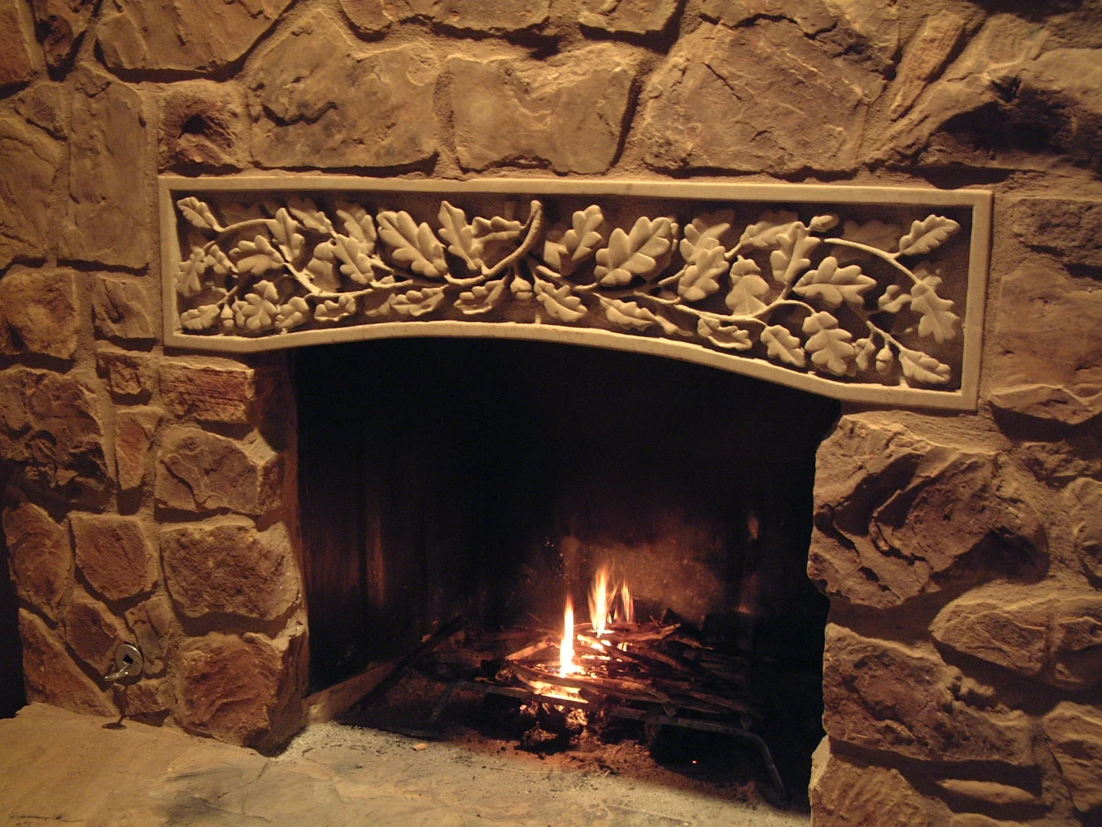  Custom carved fireplace surround. Private residence, New Braunfels, TX. 