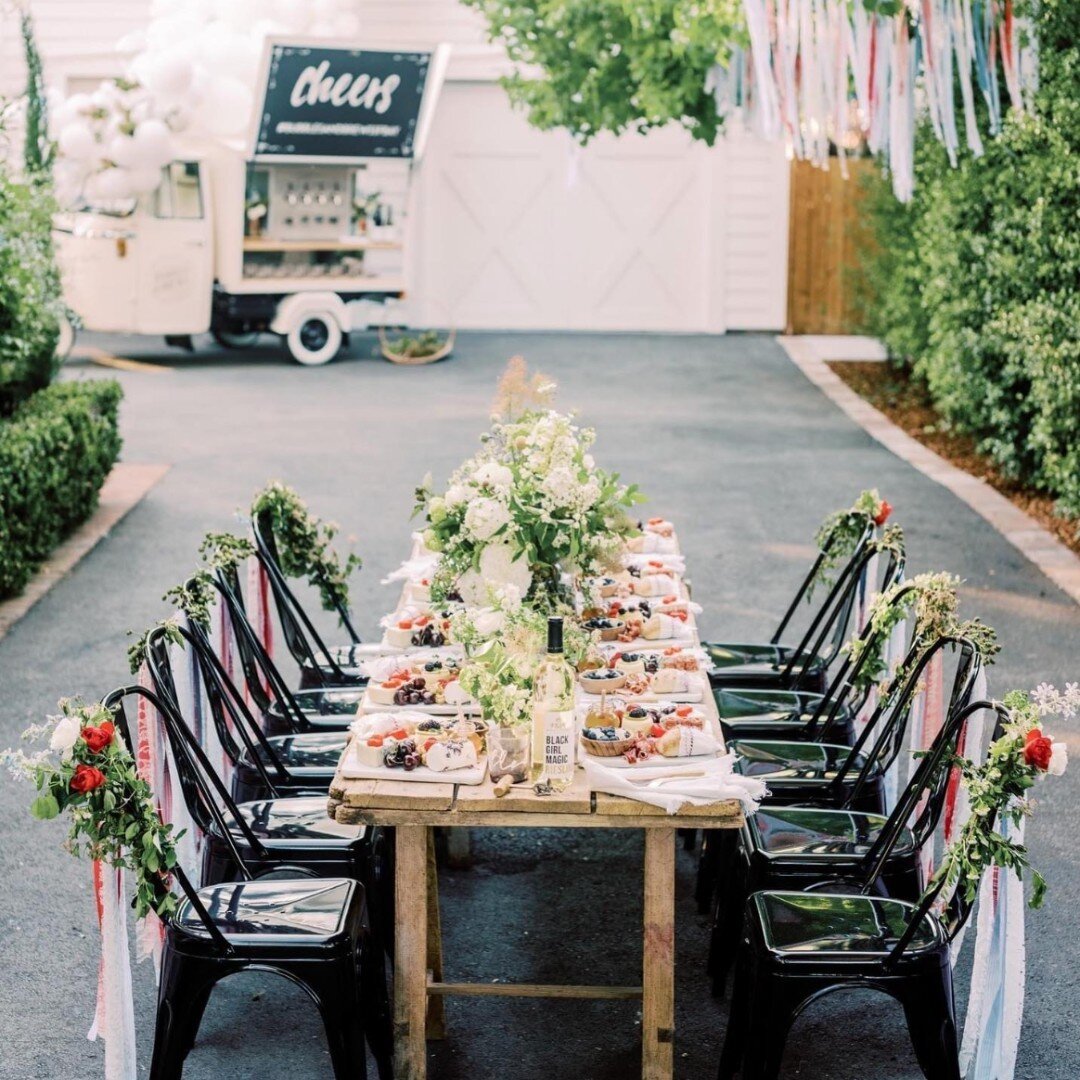 The table is set. What are we drinking? We&rsquo;re dreaming of Aperol Spritz and Ros&egrave; on draft later this spring.

Amazing vendor team:
alhambravalleysoaps @parkergraceevents @lifted_balloons @spottedcowvintage @baysidevintageliving @stellaya
