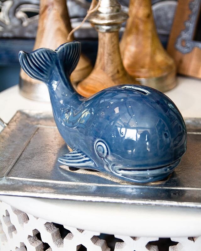 Oh whale, this whale piggy bank won&rsquo;t break your bank! 🐳 .
Comes in white and blue - $25 ea.
.
.
.
.
. 
#creativedesignsrb #interiordesign #losangeles #redondobeach #interior #interiordecorating #style #styleinspo #design #designlife #interior