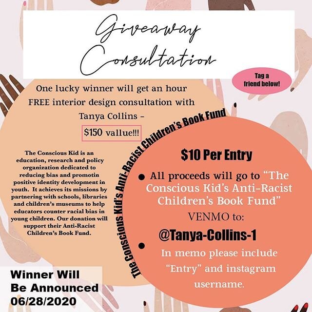&bull;GIVEAWAY&bull; FREE CONSULTATION&bull; Creative Designs is choosing one lucky winner for an hour FREE consultation&nbsp;with Tanya Collins ($150 value)! To enter, we're asking for a $10 donation that will be going towards &quot;The Conscious Ki