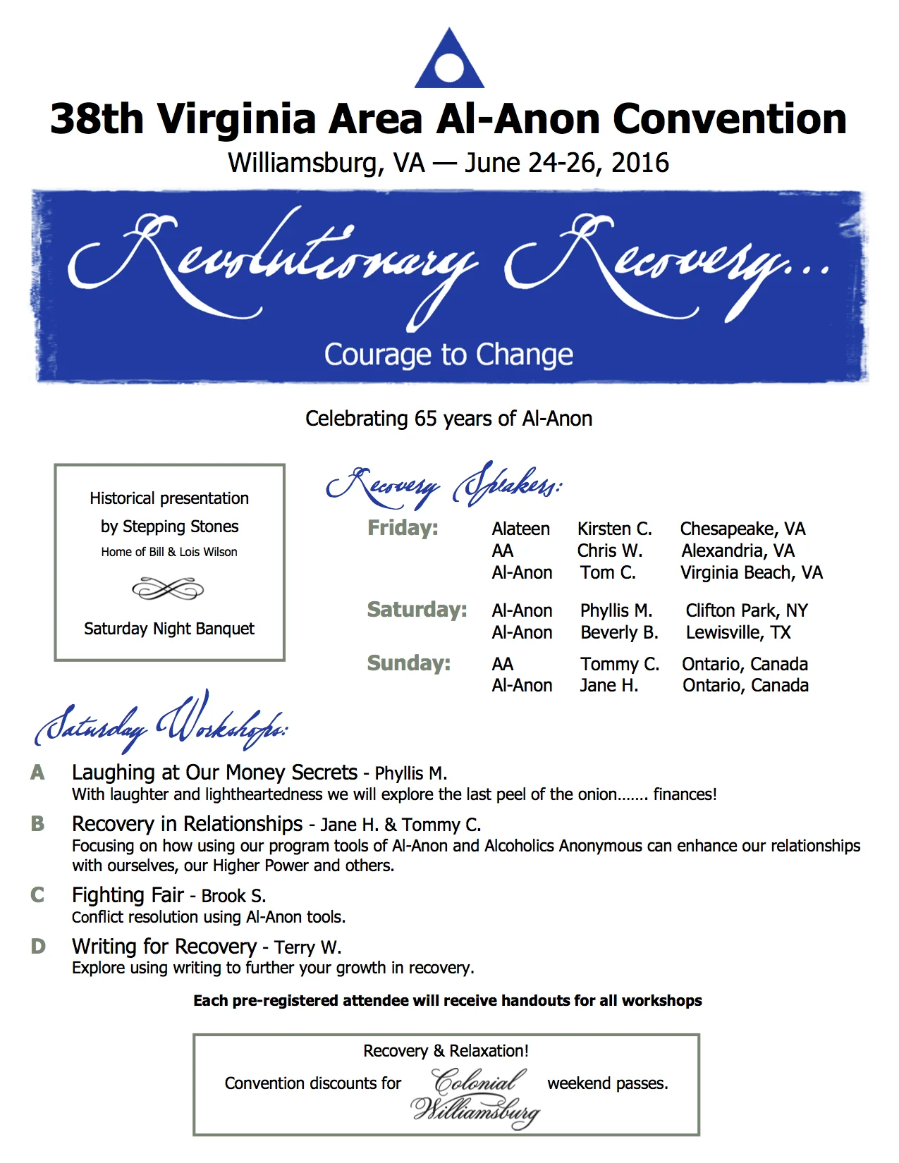 38th Annual Virginia Area Al Anon Convention