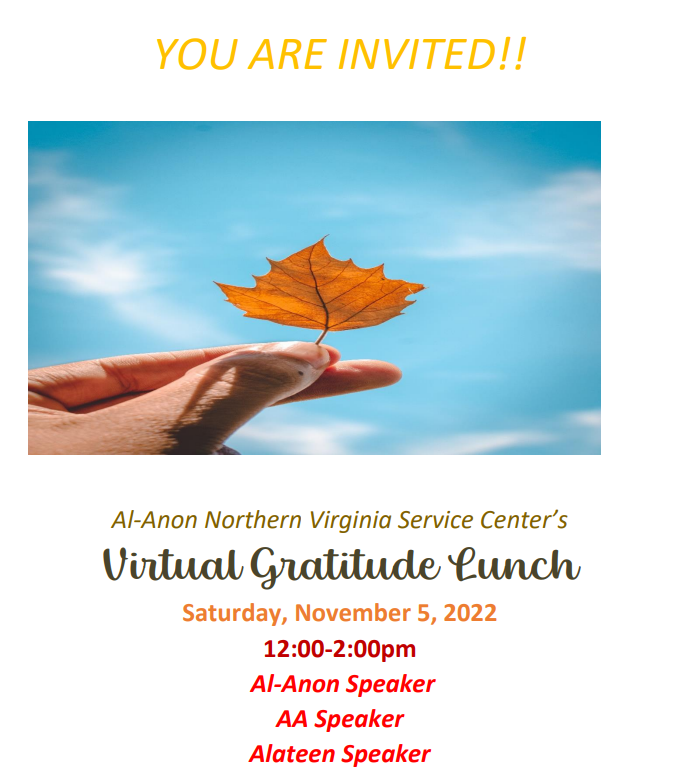 Al-Anon Northern Virginia Service Center's Gratitude Lunch